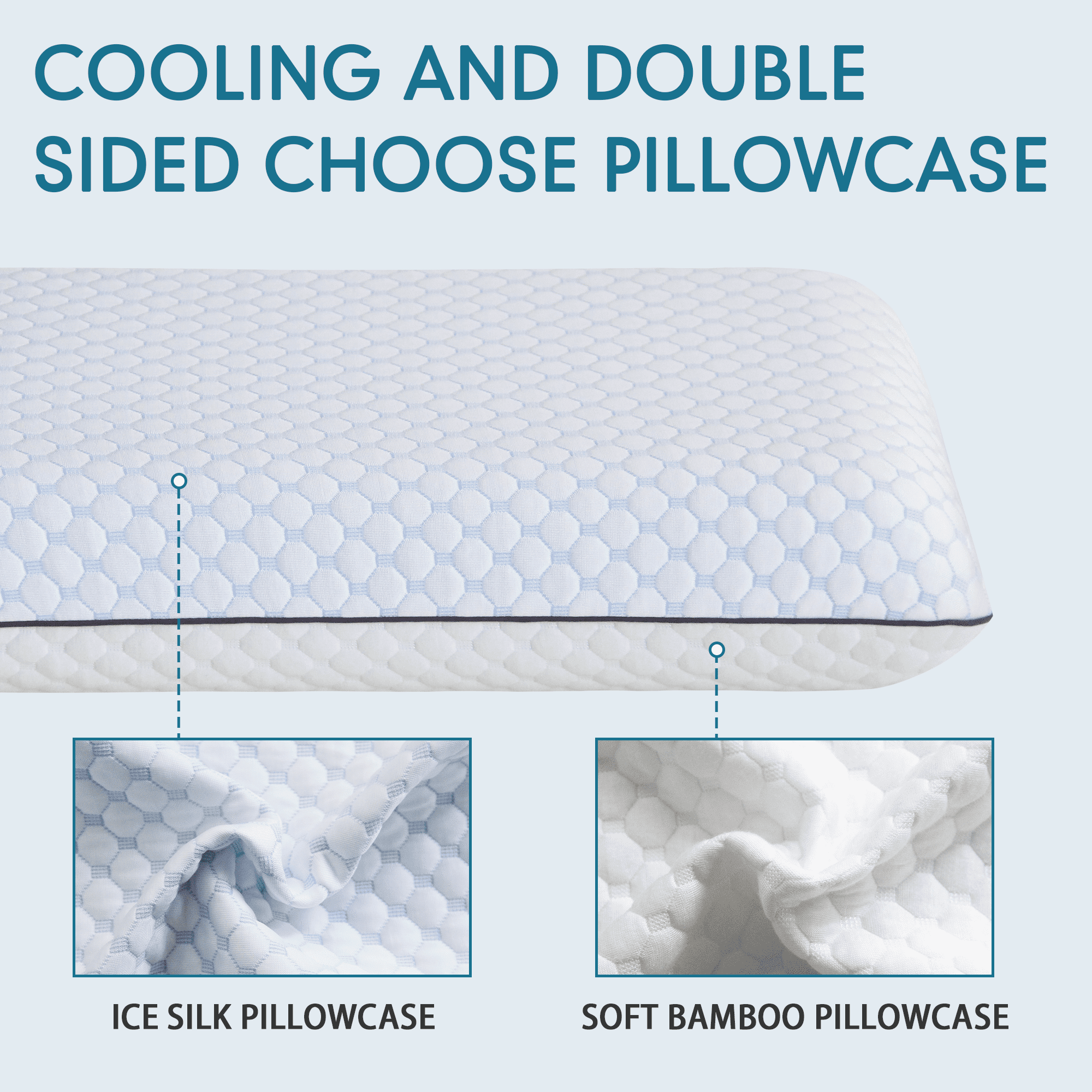 Ergonomic Memory Foam Gel Memory Foam Pillow, Queen Size Bed Pillow, Washable Cover, Cooling, Breathable Neck Pillow for Sleeping - Hotel Quality Plush Sleeping Pillows Detail