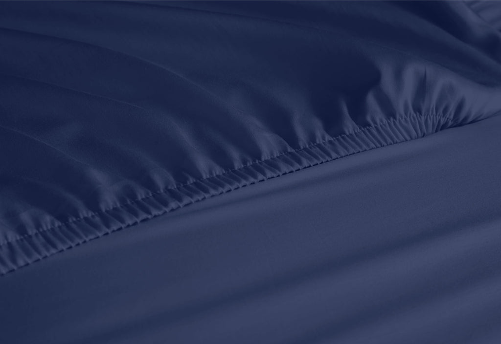Premium Egyptian Cotton Queen Bed Sheets Set, 6 Pc Microfiber Bed Sheets, Extra Deep Pocket Queen Fitted Sheet, Flat Sheet & Pillowcases, Nav... - Breathable Egyptian Cotton Flat & Fitted Sheets Detail