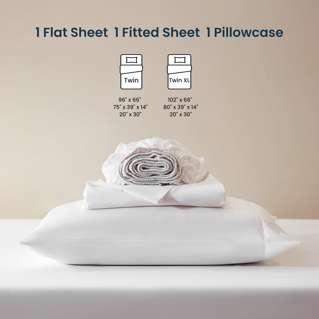 Ultra-Soft Nanotex Super Soft Cooling Twin Bed Sheets Set for Kids 3 Piece - Easy Care Fitted Flat Sheet & Pillowcase Sets - Wri... - Luxury Bed Sheet Set with Deep Pockets Detail