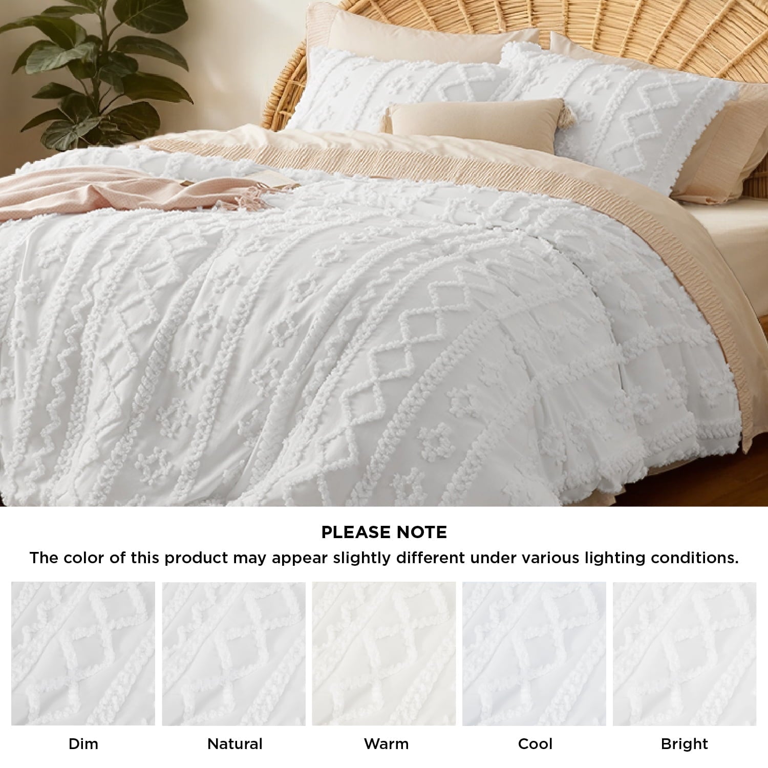 Hypoallergenic Cloud Tufted Boho Comforter Set, 2 Pieces Farmhouse Shabby Chic Embroidery Bed Set, Soft Jacquard Comforter for All Seasons... - Luxurious Quilted Duvet Cover Set Detail