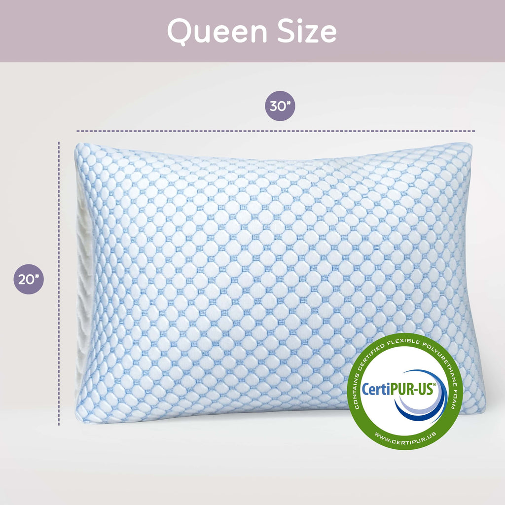 Hotel Collection Cooling Pillows for Bed, Memory Foam Bed Pillow, Queen Pillows 20” X 28”, 2 Pack - Hotel Quality Plush Sleeping Pillows Detail