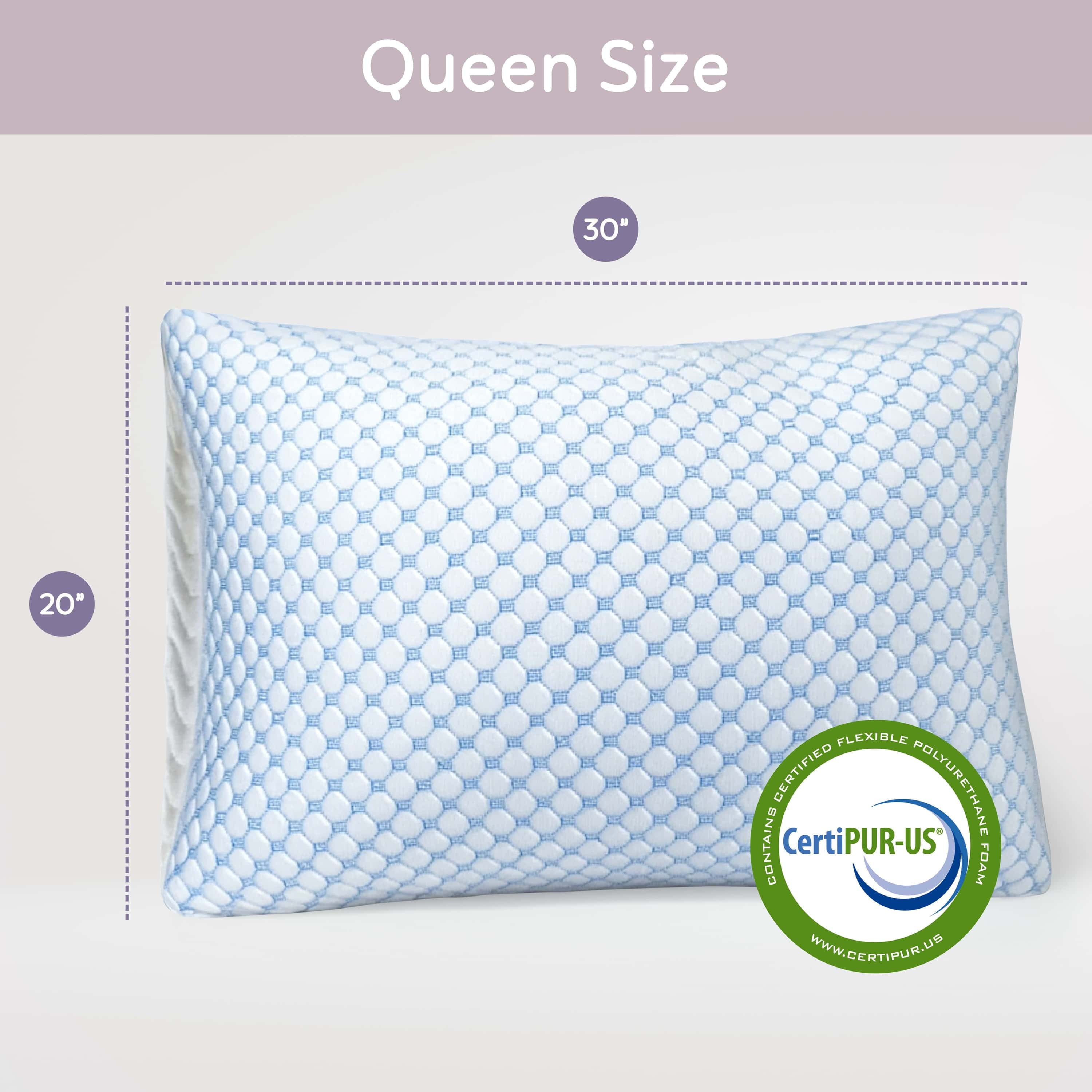 Hotel Collection Cooling Pillows for Bed, Memory Foam Bed Pillow, Queen Pillows 20” X 28”, 2 Pack - Hotel Quality Plush Sleeping Pillows Detail