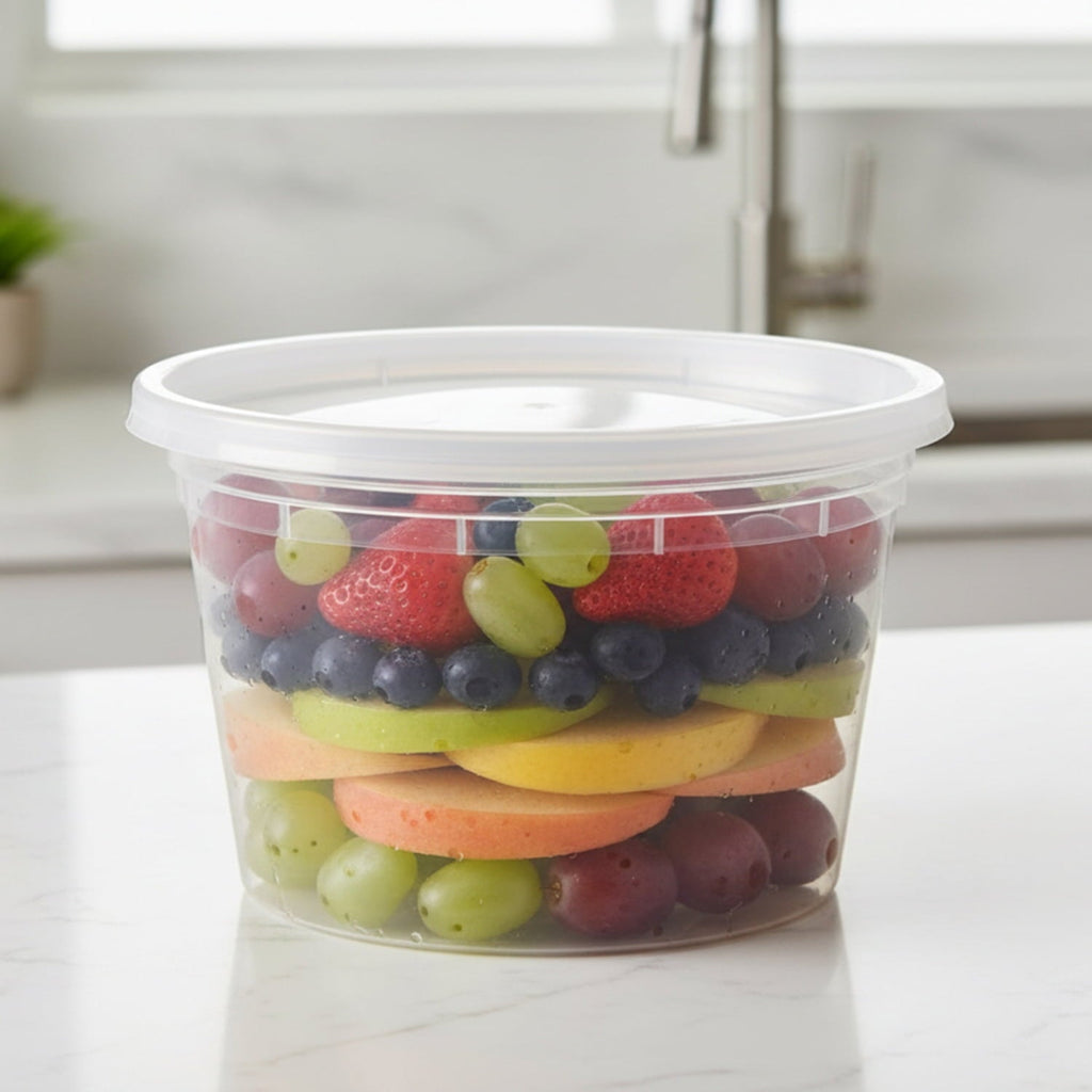 Whimsical Doughnut 40 Piece 16oz Plastic Deli Container, Ideal Use for Meal Prep and Batch Cooking - Playful Star & Heart Shaped Geometric NeeDoh Detail