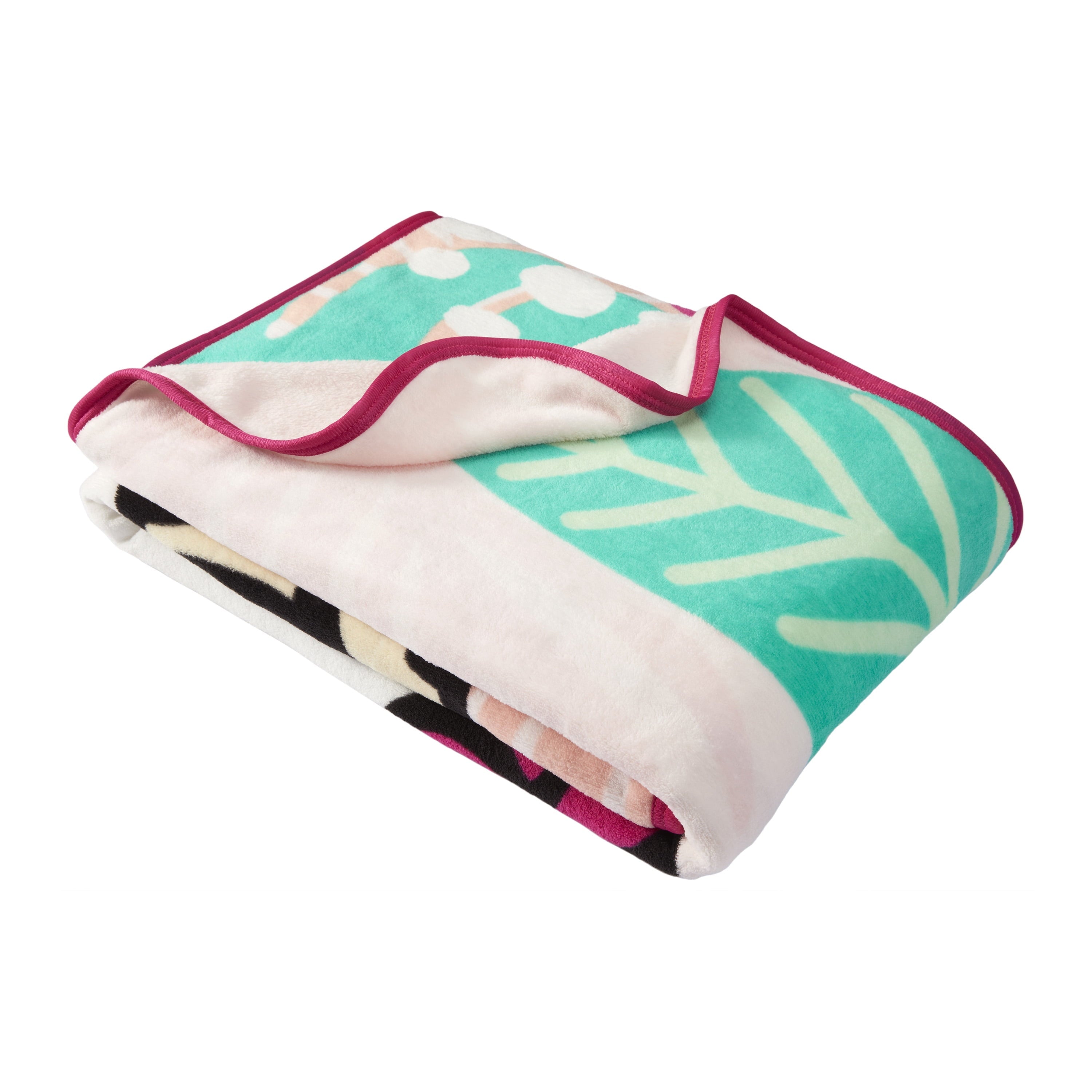 Lightweight Warm Kids Pink White Print Fleece Throw Blanket, 46 x 60 - Lightweight Plush Warm Blanket for All Seasons Detail
