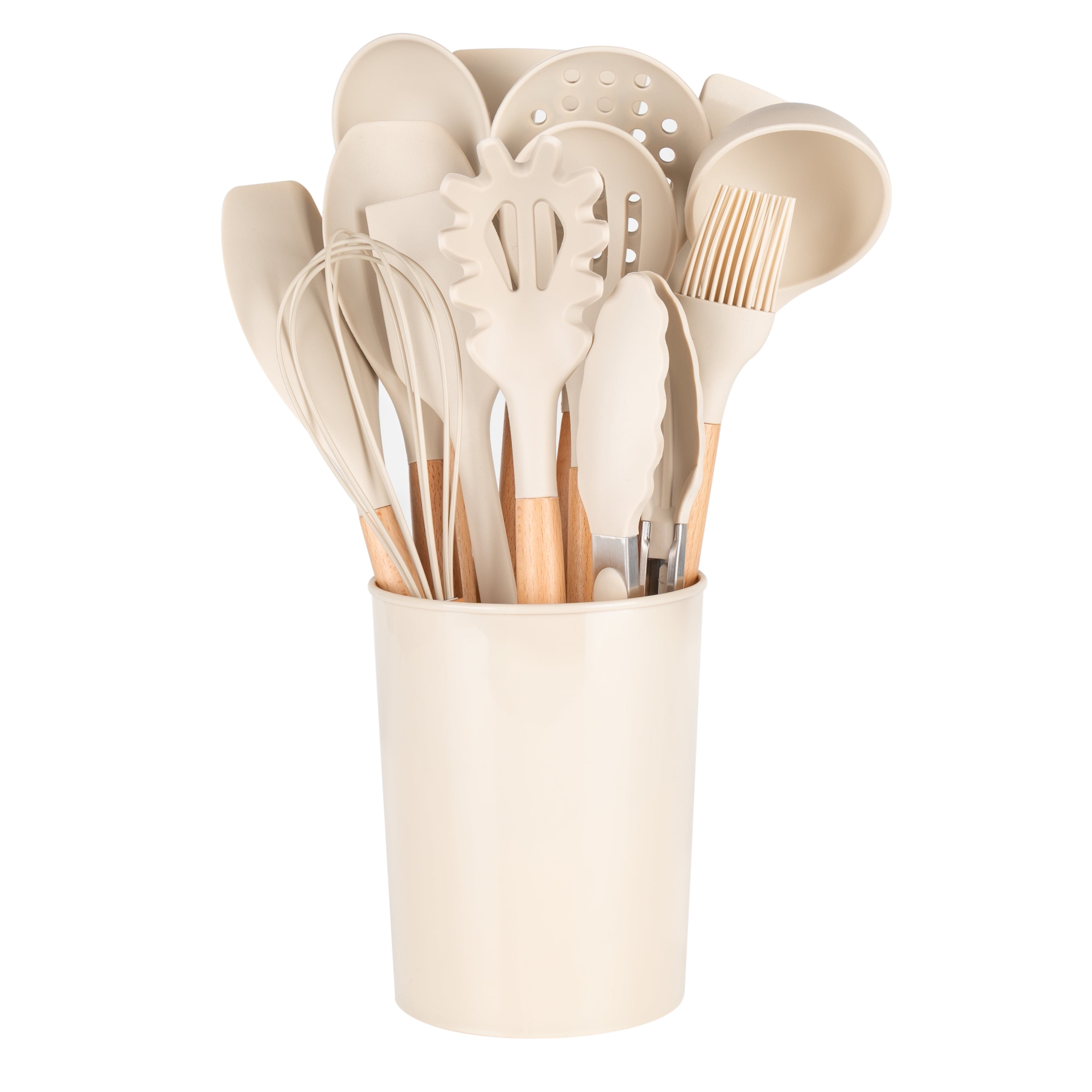 Non-Stick Safe 14pcs Cooking Utensil Set with Caddy - Ergonomic Kitchen Tongs and Cooking Spoon Utensil Detail