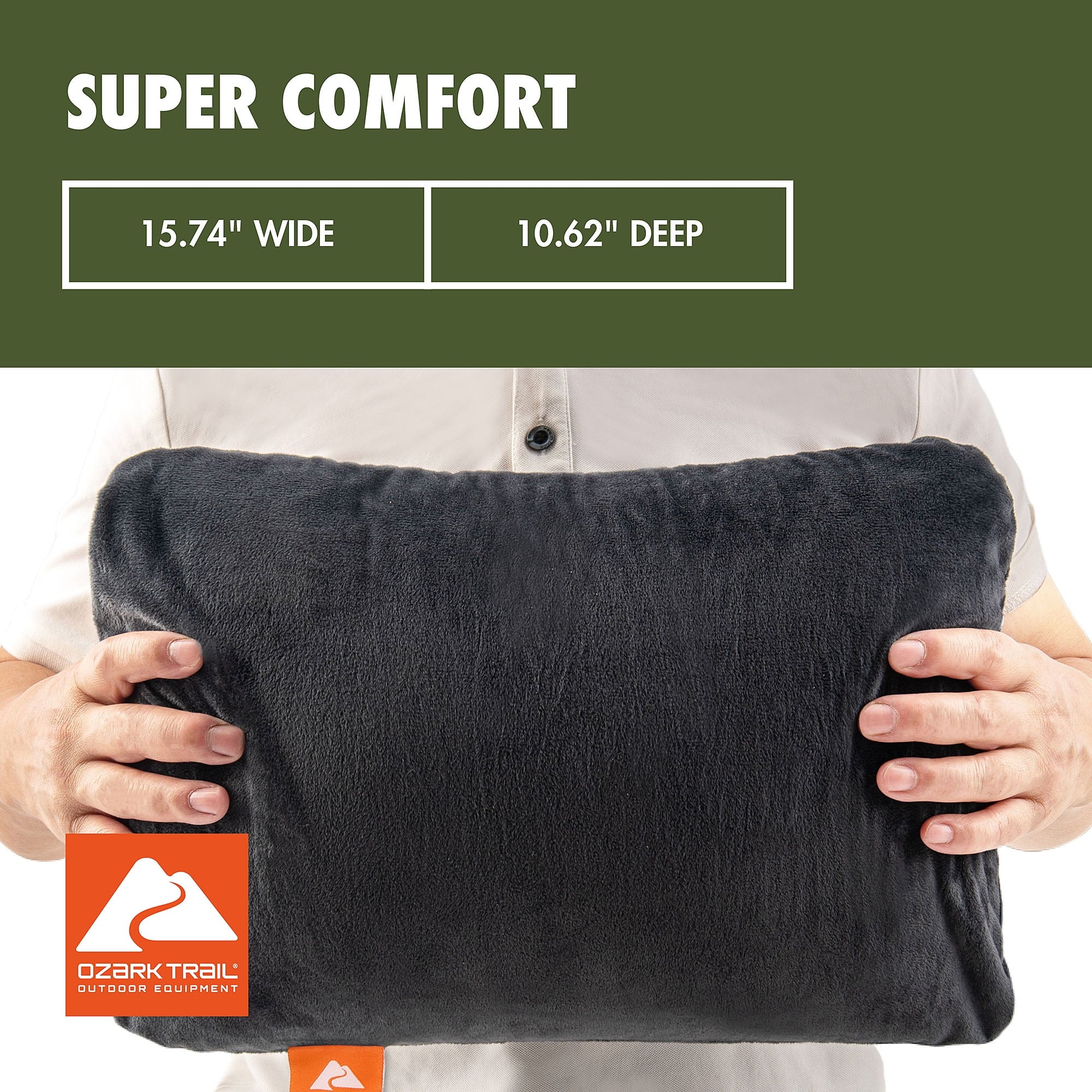 Hotel Collection Dark Grey Memory Foam Camping Pillow for Adults - Decorative Throw Pillow Cushion for Sofa & Bed Detail