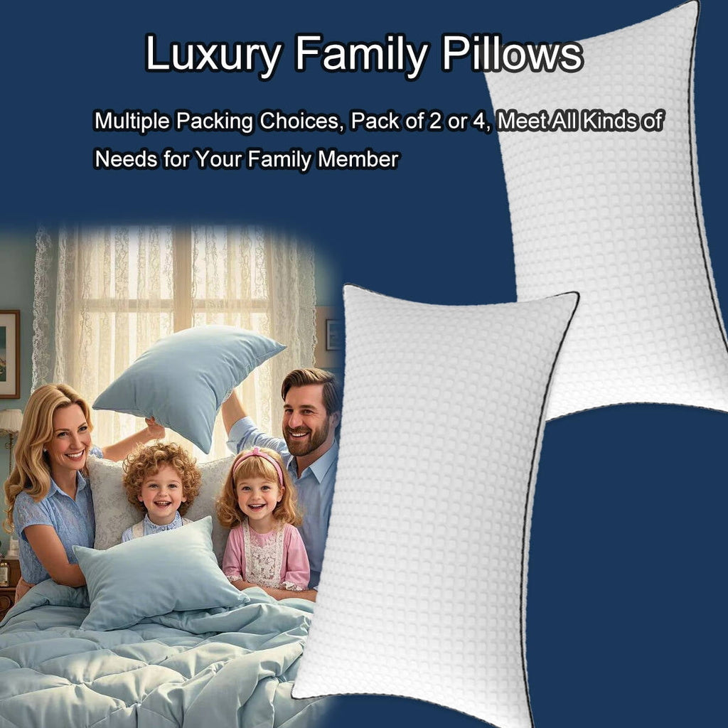 Orthopedic Support Pillows King Size Set of 2, Hotel Quality, Down Alternative Gusseted Bed Pillows for Side, Back, or Stomach Sleepers,... - Decorative Throw Pillow Cushion for Sofa & Bed Detail