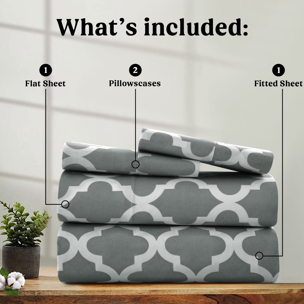 Premium Egyptian Cotton King Size Bed Sheets Set, ury 4 Piece Microfiber Deep Pocket Fitted Sheet, Flat Sheet & Pillowcases Bedding Sheets Se... - Luxury Bed Sheet Set with Deep Pockets Detail