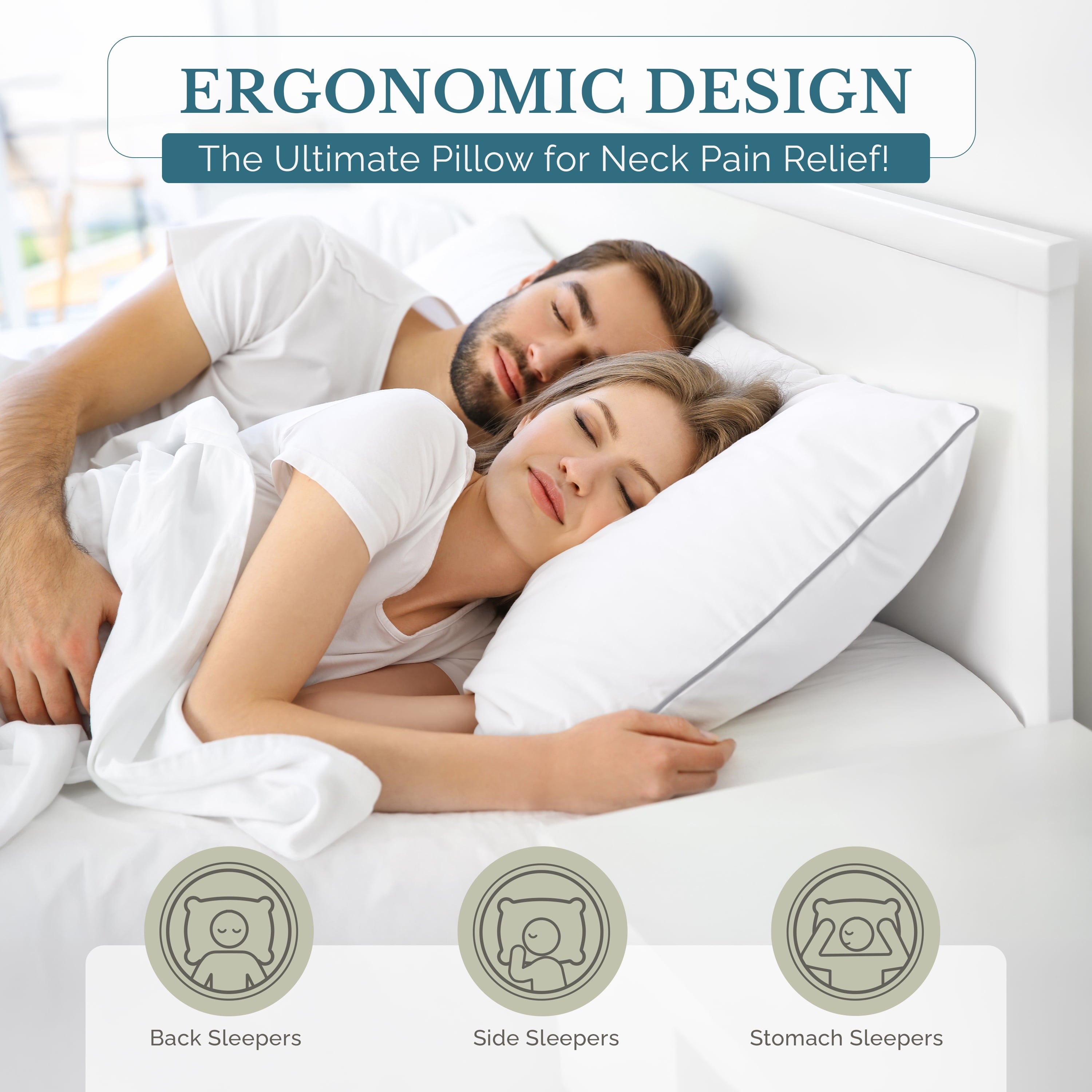 Hotel Collection Pillows Standard Size Set of 2 – Standard Pillow, Cooling Comfort, Breathable, Easy Care Machine Washable, Perfect fo... - Ergonomic Memory Foam Pillow for Neck Pain Support Detail