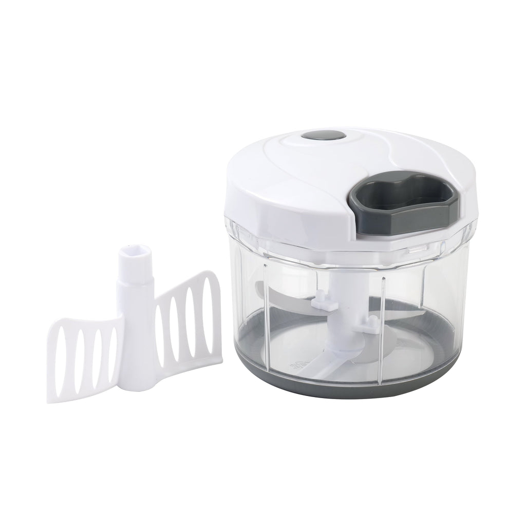 Innovative 1qt Quick Pull Chopper, BPA free , SS Blades, Food Contact Safe Material , White & Grey, Weight 320g - Innovative Kitchen Helper for Modern Cooking Detail