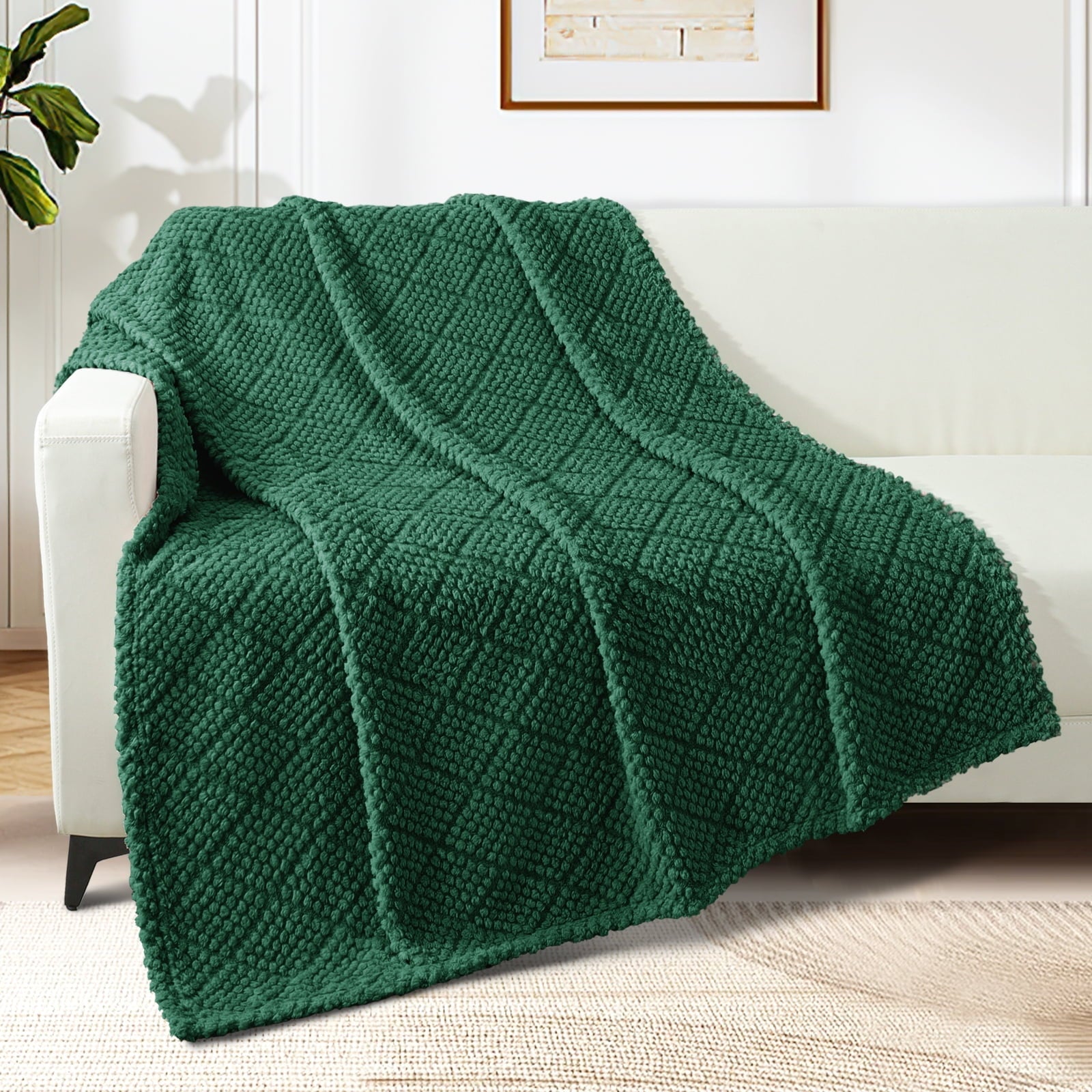 Cozy Fleece Fuzzy Fleece Throw Blanket for Couch, Bed, Soft Fluffy Jacquard Waffle Blankets for All Season, Lightweight and Warm,... - Lightweight Plush Warm Blanket for All Seasons Detail