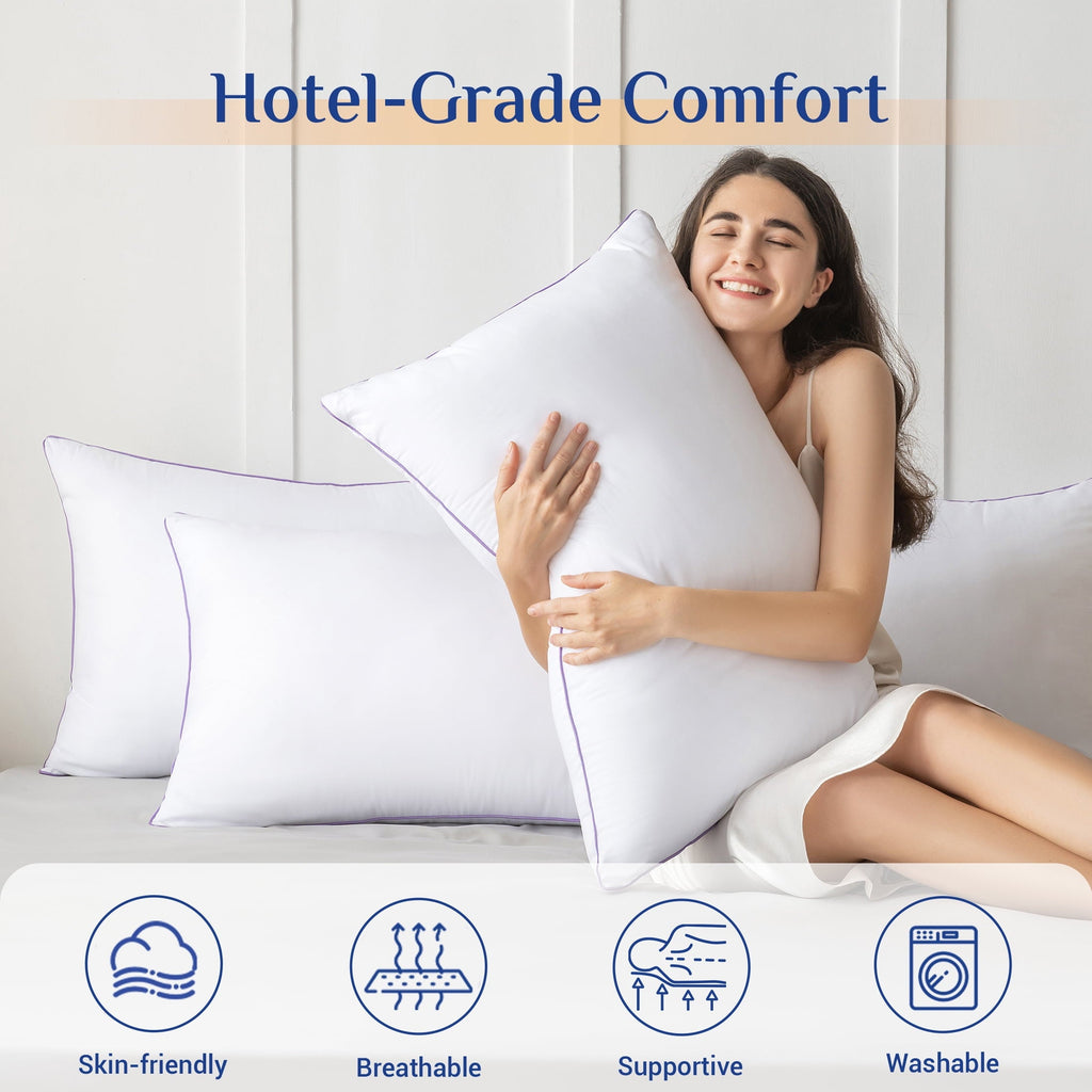 Fluffy Shredded Pillows Standard Size Set of 2, Hotel Down Alternative Sleeping Bed Pillows for Side Back Stomach Sleepers - Orthopedic Shredded Foam Bed Pillow Set Detail