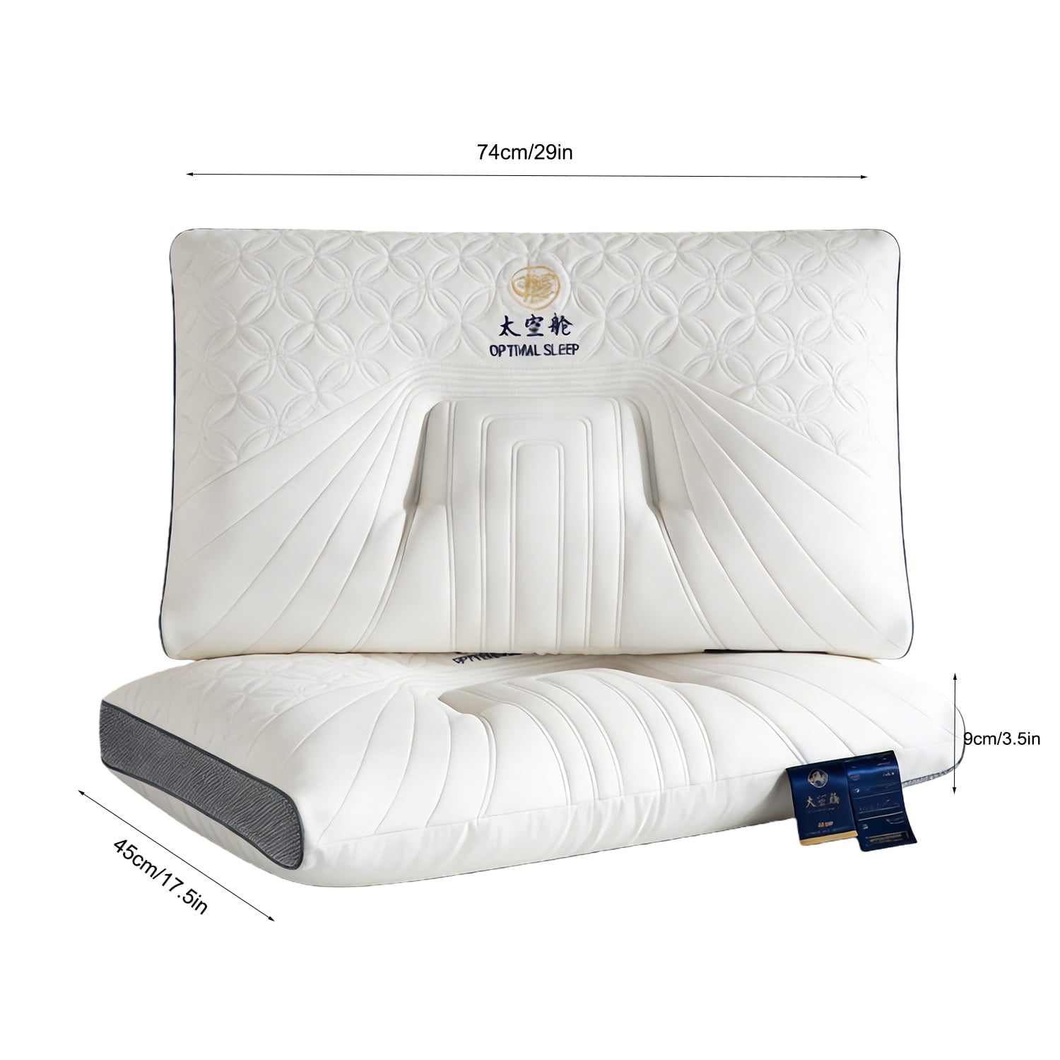 Orthopedic Support 2-Pack Space Capsule Bed Pillow (29.13" x 18.9") - Plush and Supportive - Decorative Throw Pillow Cushion for Sofa & Bed Detail
