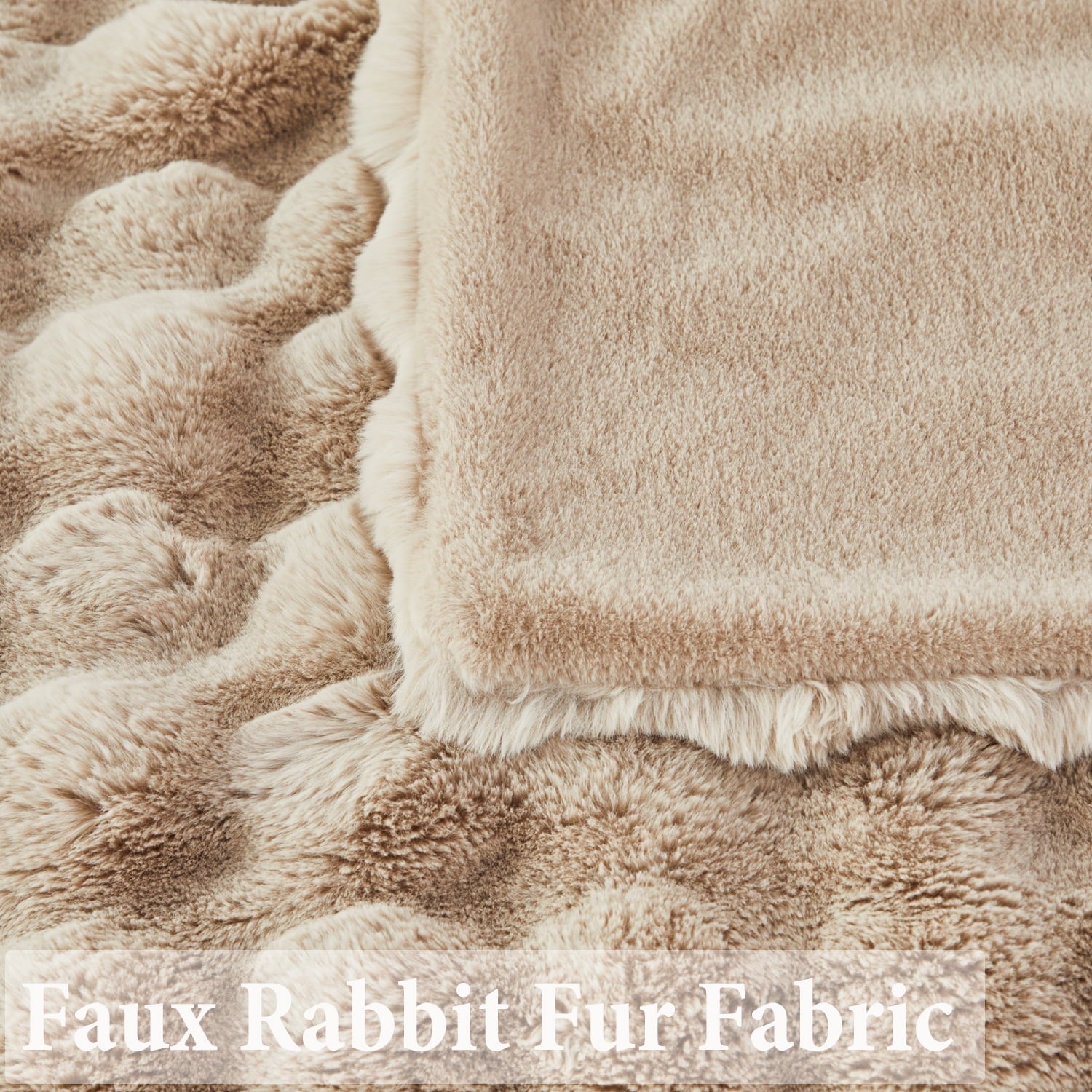 Cozy Fleece Taupe Faux Fur Bubble Blankets for Couch Chair Sofa Luxury Fluffy Thick Bubble Throw Blanket Furry Blanket Fuzzy Soft... - Luxury Knitted Decorative Throw Blanket with Fringes Detail