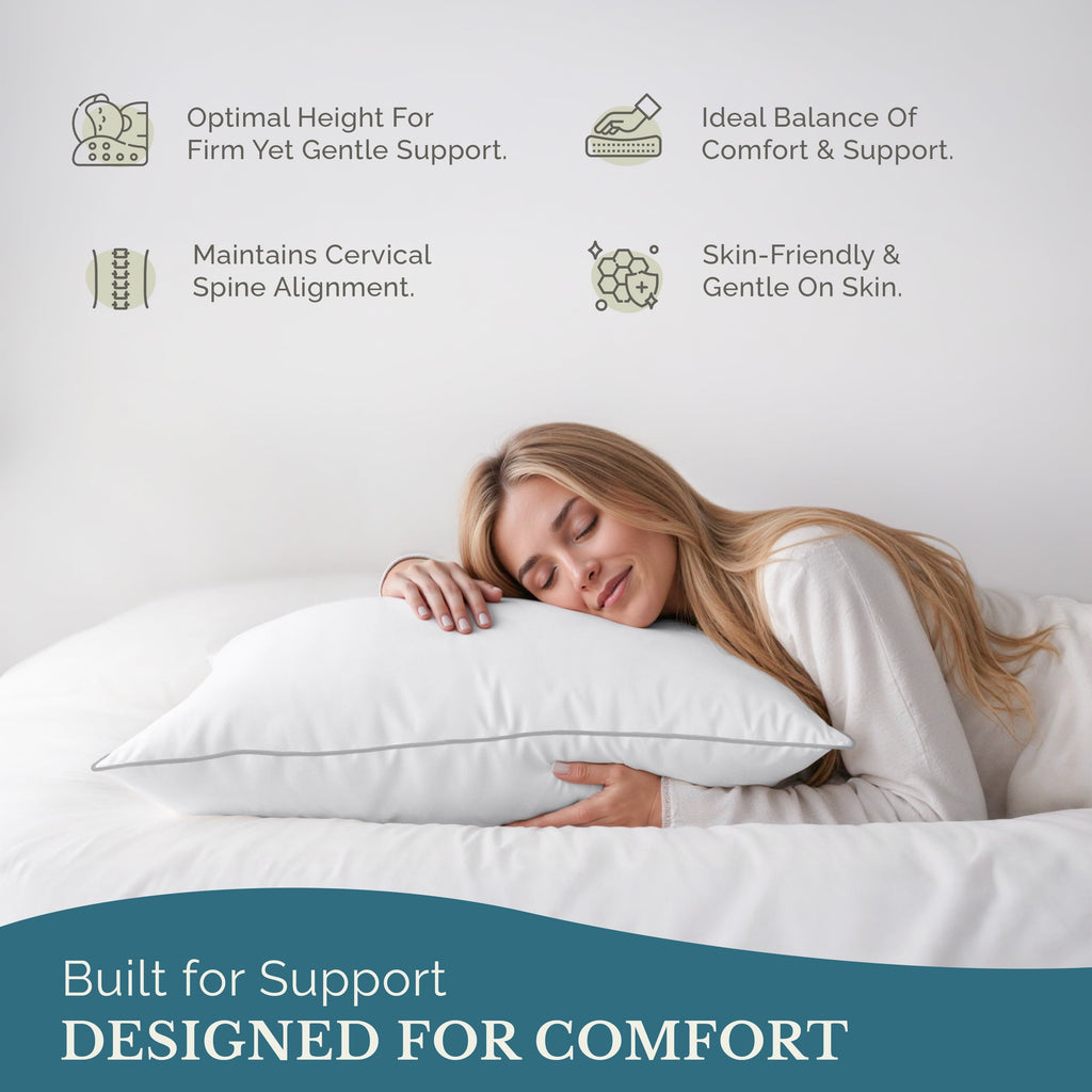 Hotel Collection Pillows Standard Size Set of 2 – Standard Pillow, Cooling Comfort, Breathable, Easy Care Machine Washable, Perfect fo... - Ergonomic Memory Foam Pillow for Neck Pain Support Detail
