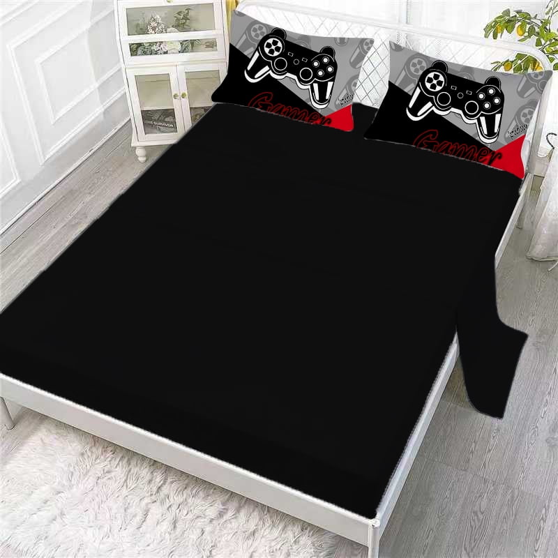All-Season Gaming Comforter for Kids Boys Teens Video Game Bedding Set Gamer Comforter Gamepad Comforter Set Full Size Red Black... - All-Season Down Alternative Comforter Insert Detail