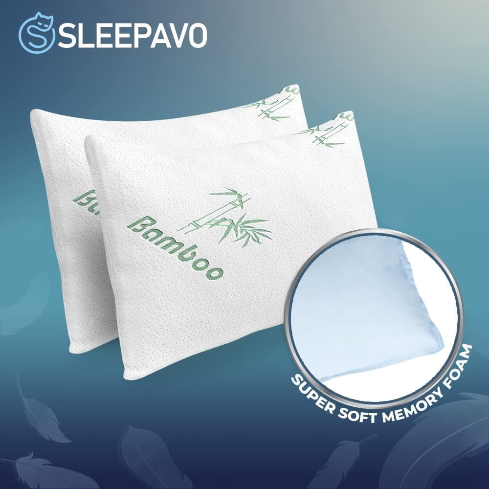 Hotel Collection Memory Foam Pillows Queen Size Set of 2 - Cooling Bed Pillows for Sleeping - Back, Stomach, Side Sleeper Firm, Comfy ... - Hotel Quality Plush Sleeping Pillows Detail
