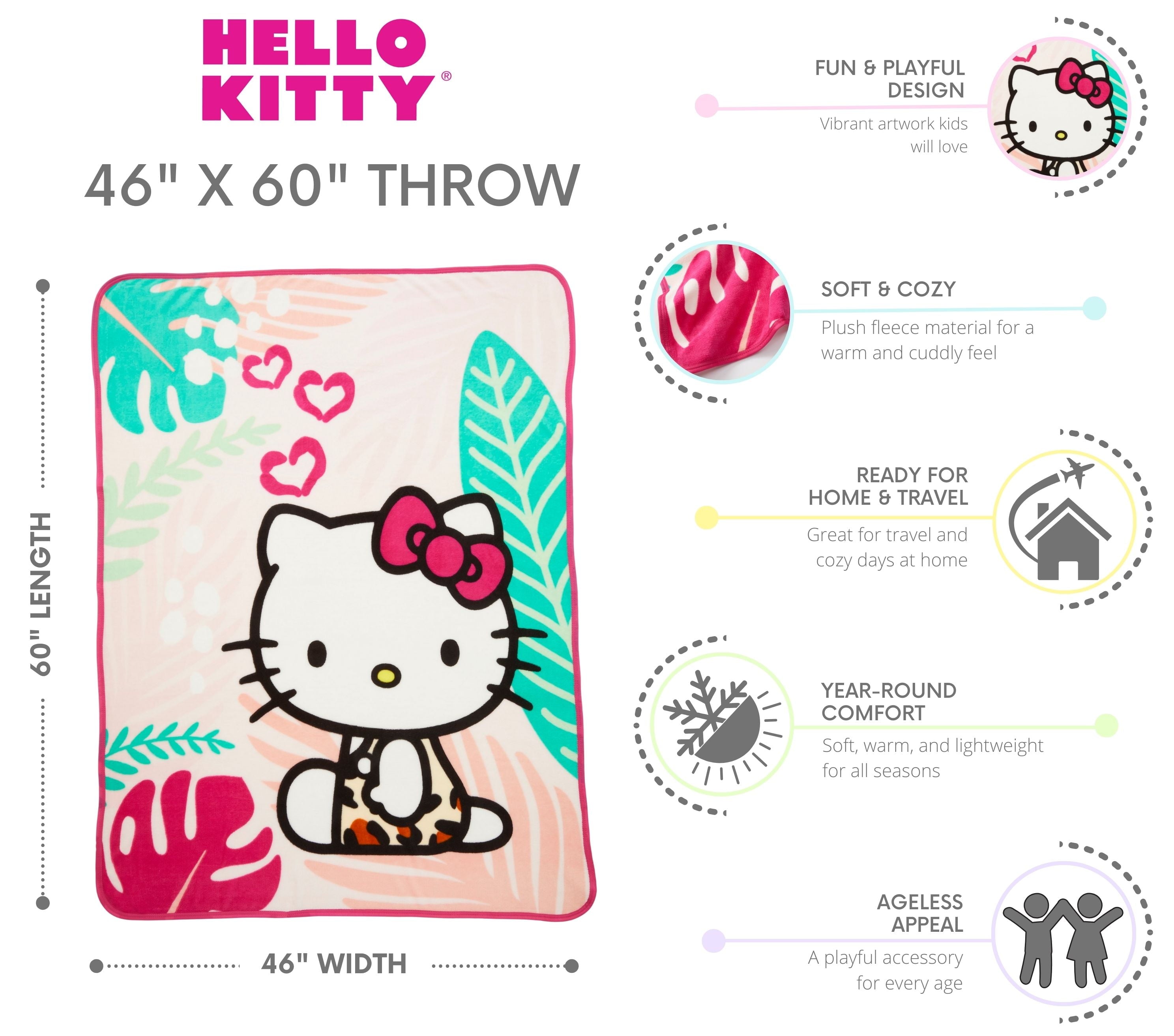 Lightweight Warm Kids Pink White Print Fleece Throw Blanket, 46 x 60 - Lightweight Plush Warm Blanket for All Seasons Detail