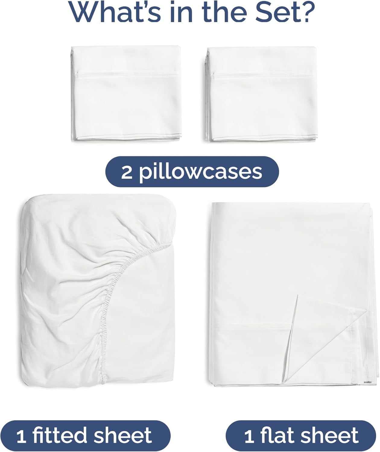 Ultra-Soft 4-Piece Luxury Bamboo Cooling Sheet Set - Queen Size 100% Bamboo Derived Rayon Premium Bed Sheets, White - Premium Ultra-Soft Pillowcase Pair for Sleeping Detail