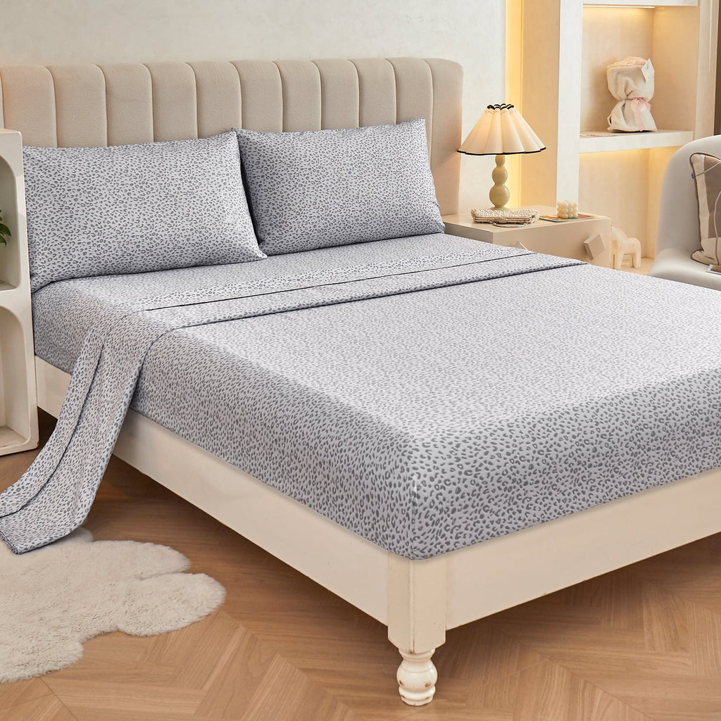 Breathable Luxury Floral King Sheets, Soft Breathable Microfiber Printed Bed Sheet Set, Deep Pocket Non-Slip Fitted Sheet Included - Breathable Egyptian Cotton Flat & Fitted Sheets Detail