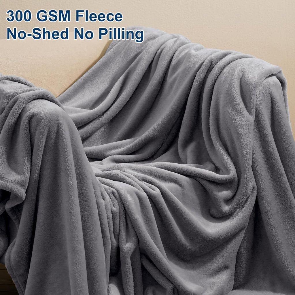 Super Soft Flannel Fleece Throw Blanket, Fuzzy Soft Lightweight Blankets for Bed, Sofa, Suitable for All Season, Grey, 50x60 inches - Lightweight Plush Warm Blanket for All Seasons Detail