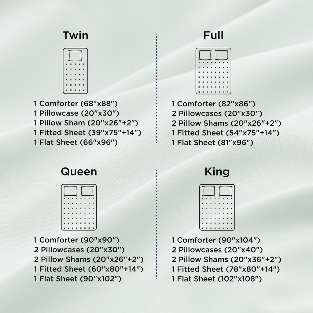 Fluffy Down Alternative Queen Comforter Set Sage Green, 7 Pieces Lightweight Queen Bedding Sets, Contrasting Design - All-Season Down Alternative Comforter Insert Detail