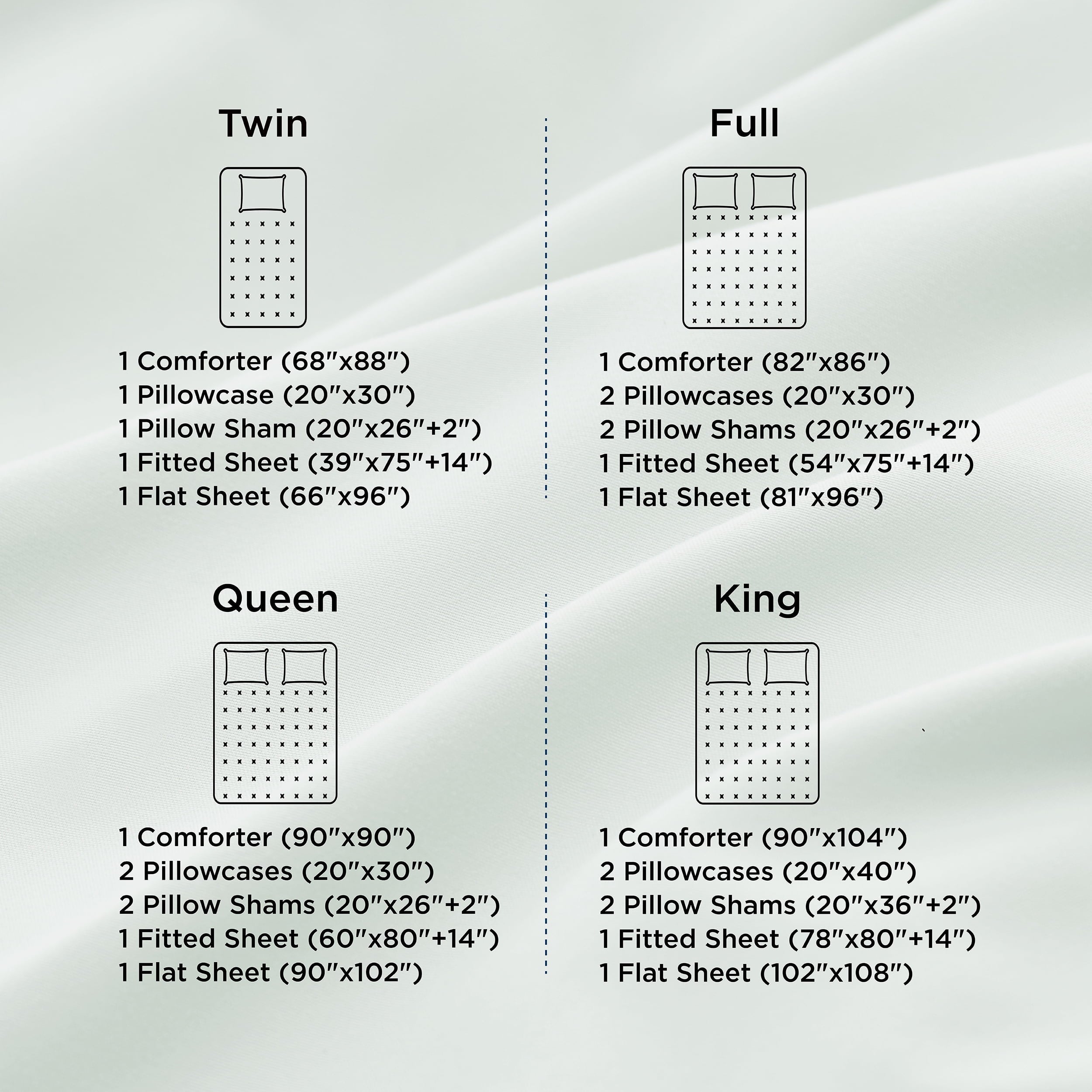 Fluffy Down Alternative Queen Comforter Set Sage Green, 7 Pieces Lightweight Queen Bedding Sets, Contrasting Design - All-Season Down Alternative Comforter Insert Detail