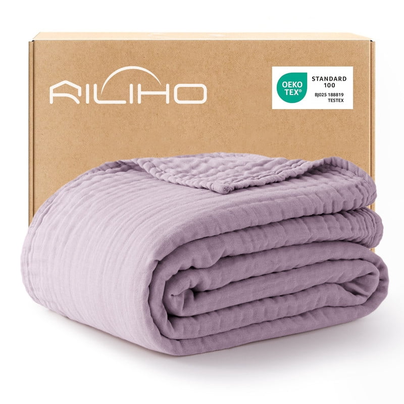 Super Soft Flannel 100% Cotton Muslin Blanket Large 50" x 70", 6 Layers Lightweight and Breathable Throw Blankets for Couch, Soft Coolin... - Cozy Fleece Throw Blanket for Couch & Bed - Default Title
