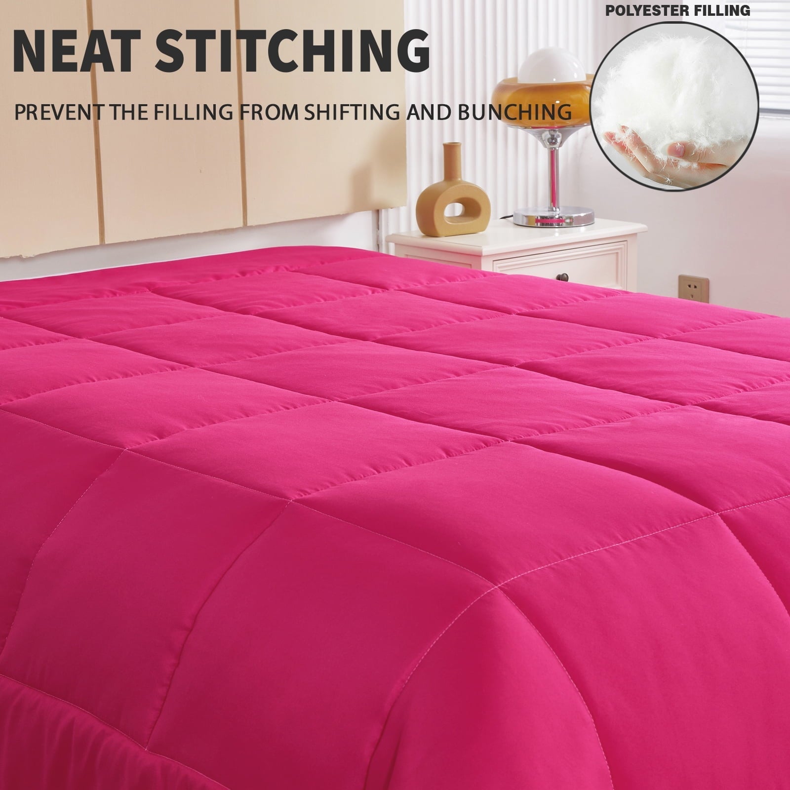 Luxurious Quilted Lightweight Reversible 3-Piece Comforter Set All Seasons, Down Alternative Comforter with 2 Pillow Shams, Queen Size,... - Hypoallergenic Ultra-Fluffy Quilt for Winter Detail