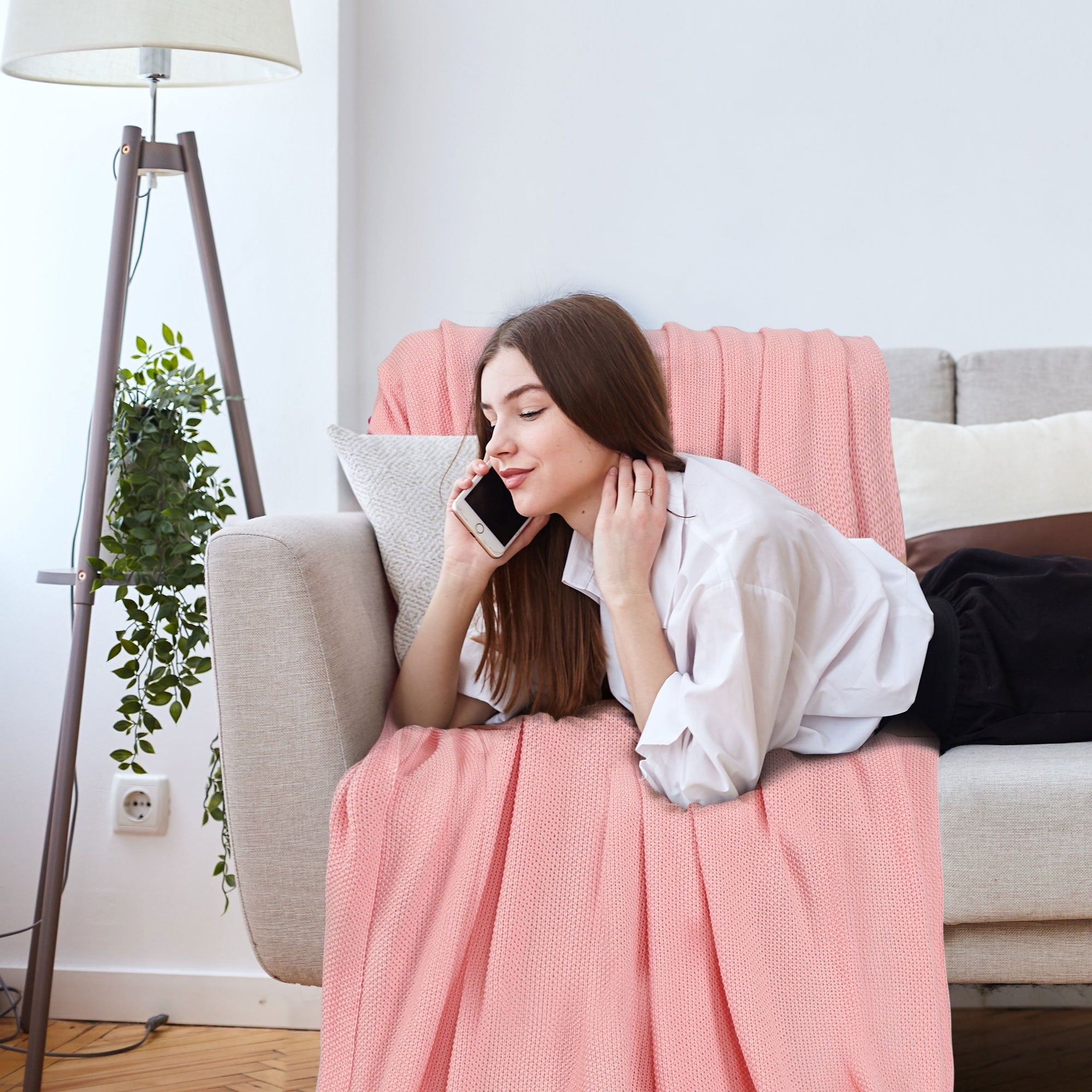 Lightweight Warm Pure Cotton Soft Cable Knit Throw Blanket Pink 50" x 70" - Cozy Fleece Throw Blanket for Couch & Bed Detail
