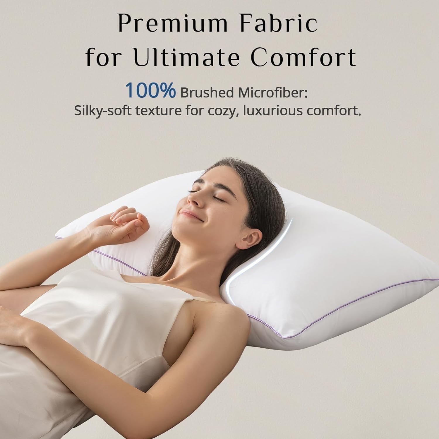 Fluffy Shredded Set of 4, Cooling and Supportive Bed with Super Soft Down Alternative Fill, Luxury Fluffy Hotel Quality for Side, Bac... - Ergonomic Memory Foam Pillow for Neck Pain Support Detail