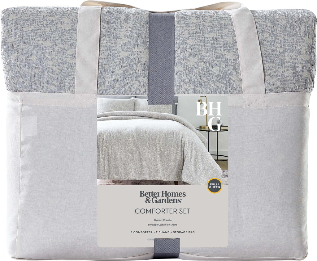 Luxurious Quilted Better Homes & Garden Grey Chenille 3-Piece Comforter Set, Full/Queen, All Ages - All-Season Down Alternative Comforter Insert Detail