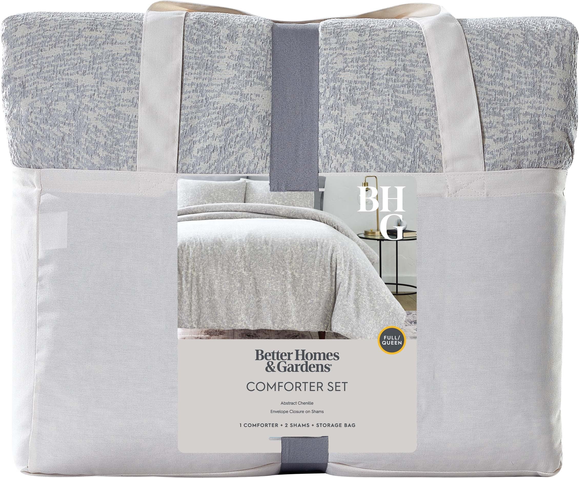 Luxurious Quilted Better Homes & Garden Grey Chenille 3-Piece Comforter Set, Full/Queen, All Ages - All-Season Down Alternative Comforter Insert Detail