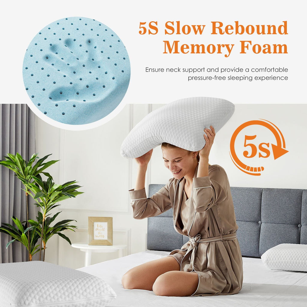 Decorative Plump Memory Foam Pillow, Standard Size Pillows for Sleeping, Bed Pillow Soft and Comfortable, 1 Pack - Hotel Quality Plush Sleeping Pillows Detail