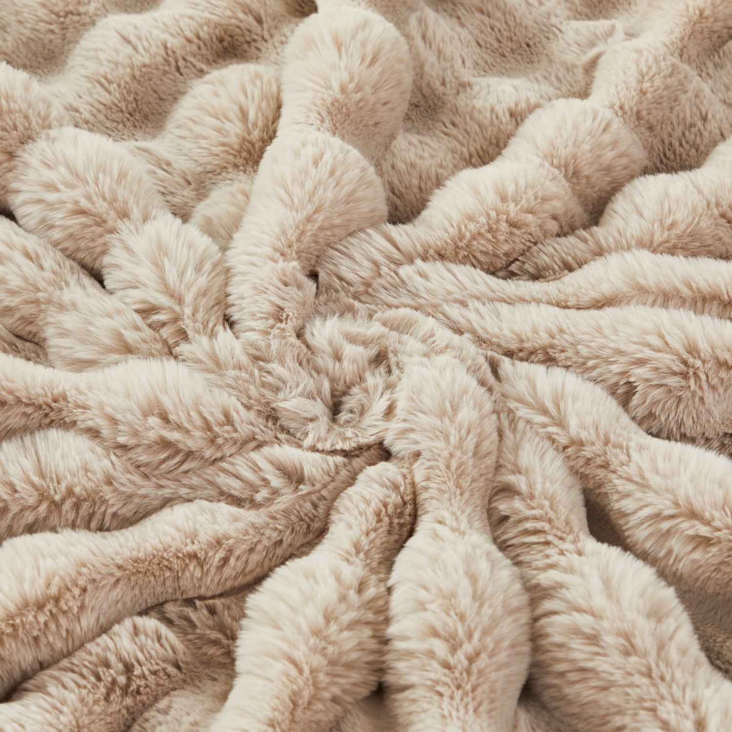 Cozy Fleece Taupe Faux Fur Bubble Blankets for Couch Chair Sofa Luxury Fluffy Thick Bubble Throw Blanket Furry Blanket Fuzzy Soft... - Luxury Knitted Decorative Throw Blanket with Fringes Detail