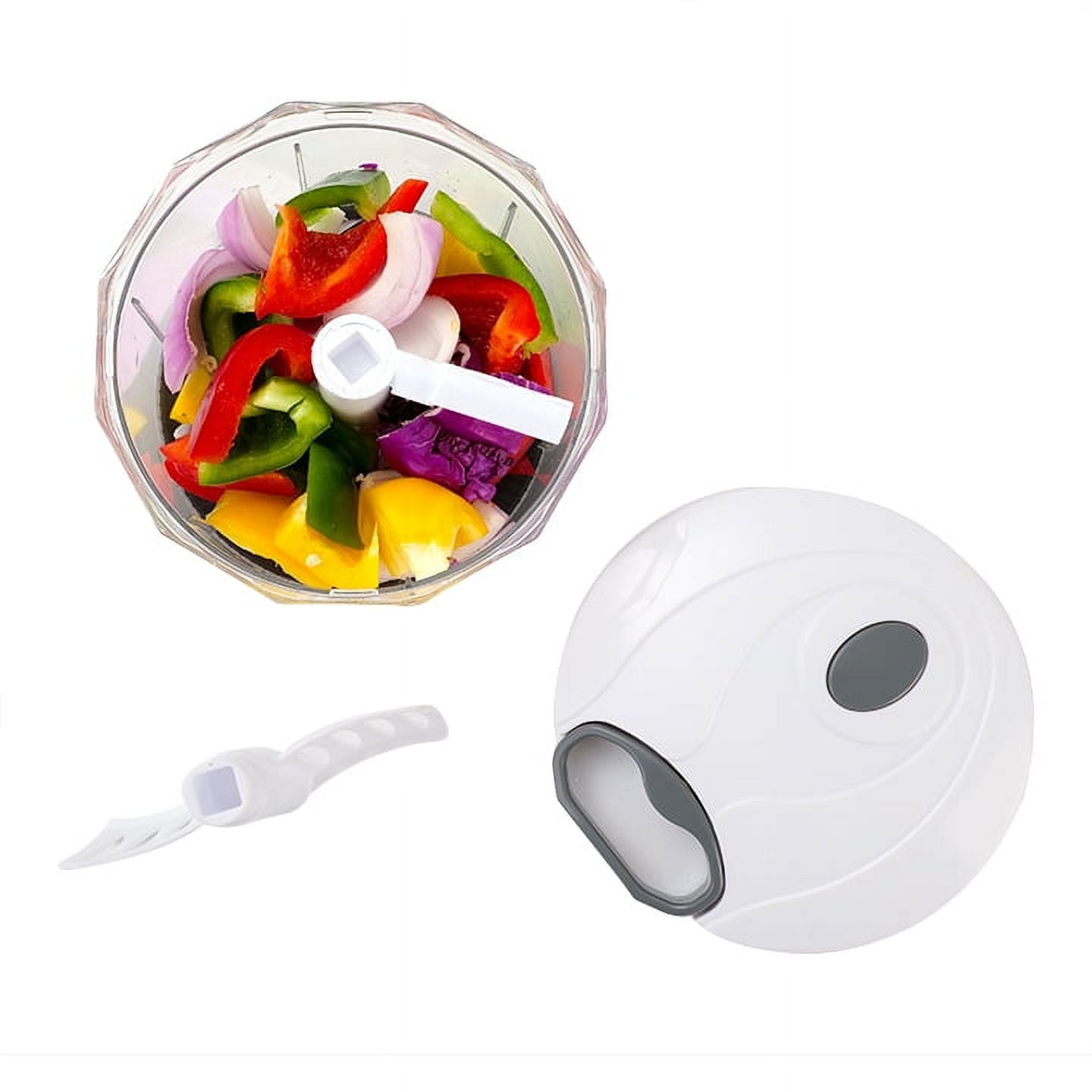 Innovative 1qt Quick Pull Chopper, BPA free , SS Blades, Food Contact Safe Material , White & Grey, Weight 320g - Innovative Kitchen Helper for Modern Cooking Detail