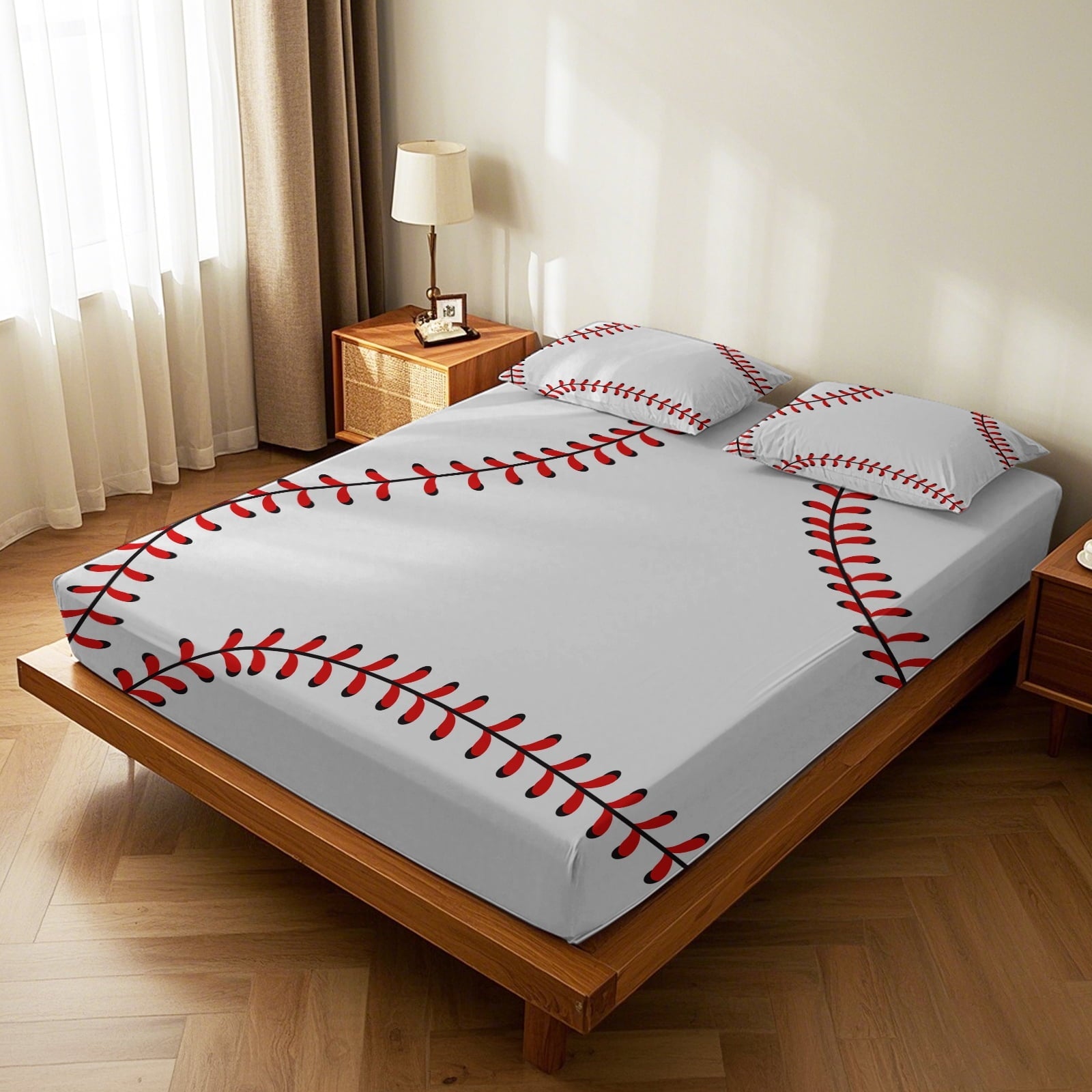 Ultra-Soft Baseball Sheet Set Sports Theme Bedding Set for Kids 3D Baseball Pattern Bed Sheets Baseball Games Bed Sheet Set Room... - Luxury Bed Sheet Set with Deep Pockets Detail