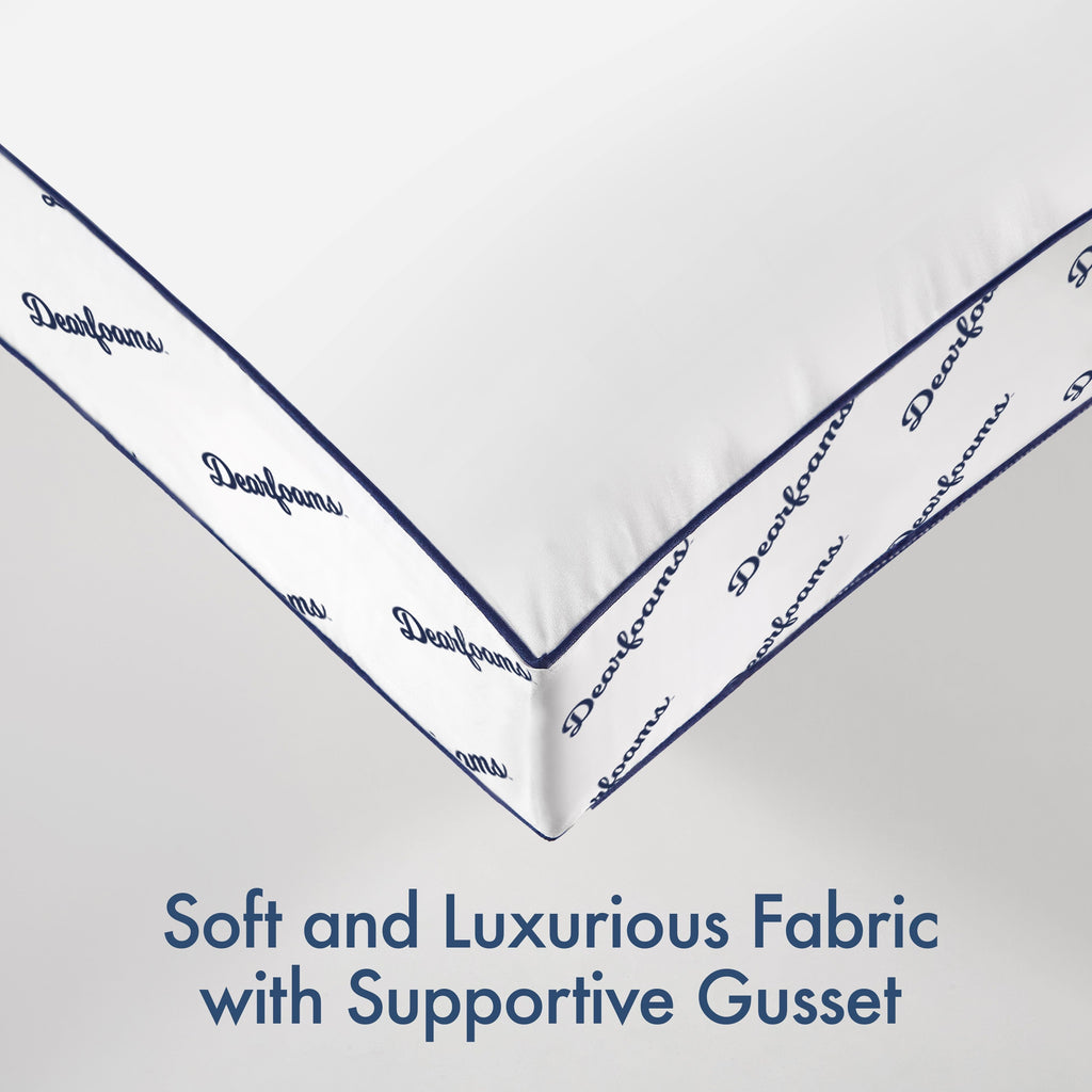 Ergonomic Memory Foam Cozy Gusseted Bed Pillow Standard, White - Ergonomic Memory Foam Pillow for Neck Pain Support Detail