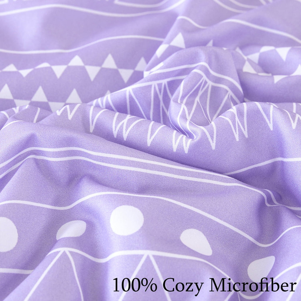 All-Season 8-Pieces Boho Bedding Set Full Lavender Striped Bed in a Bag for Girls Women Soft Fluffy Purple Comforter Set with Sh... - All-Season Down Alternative Comforter Insert Detail
