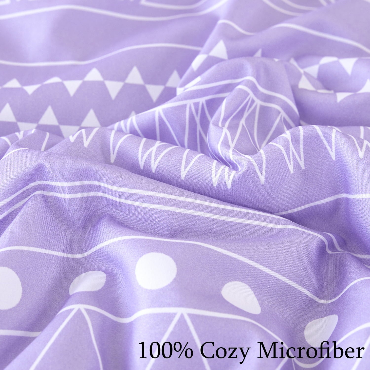 All-Season 8-Pieces Boho Bedding Set Full Lavender Striped Bed in a Bag for Girls Women Soft Fluffy Purple Comforter Set with Sh... - All-Season Down Alternative Comforter Insert Detail