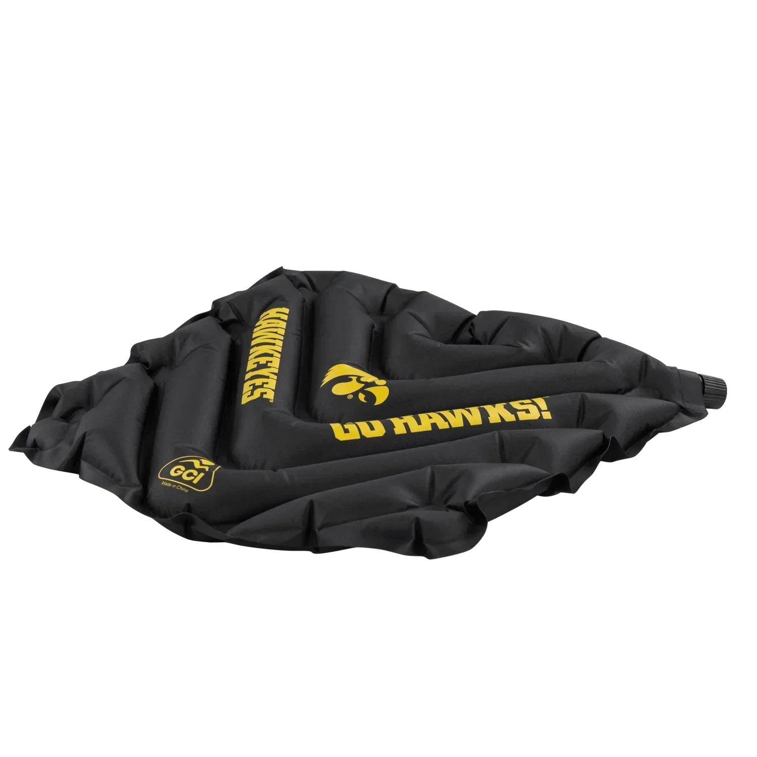 Bleacher-Friendly College V Seat Inflatable Stadium Cushion - Iowa Hawkeyes - Choice 157 - Grandstand Cushion Seat with Secure Under-Bench Hooks Detail