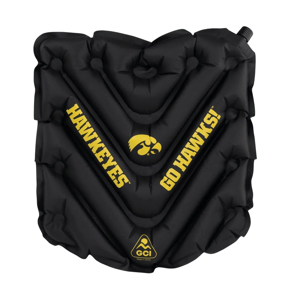 Bleacher-Friendly College V Seat Inflatable Stadium Cushion - Iowa Hawkeyes - Choice 157 - Grandstand Cushion Seat with Secure Under-Bench Hooks - Default Title