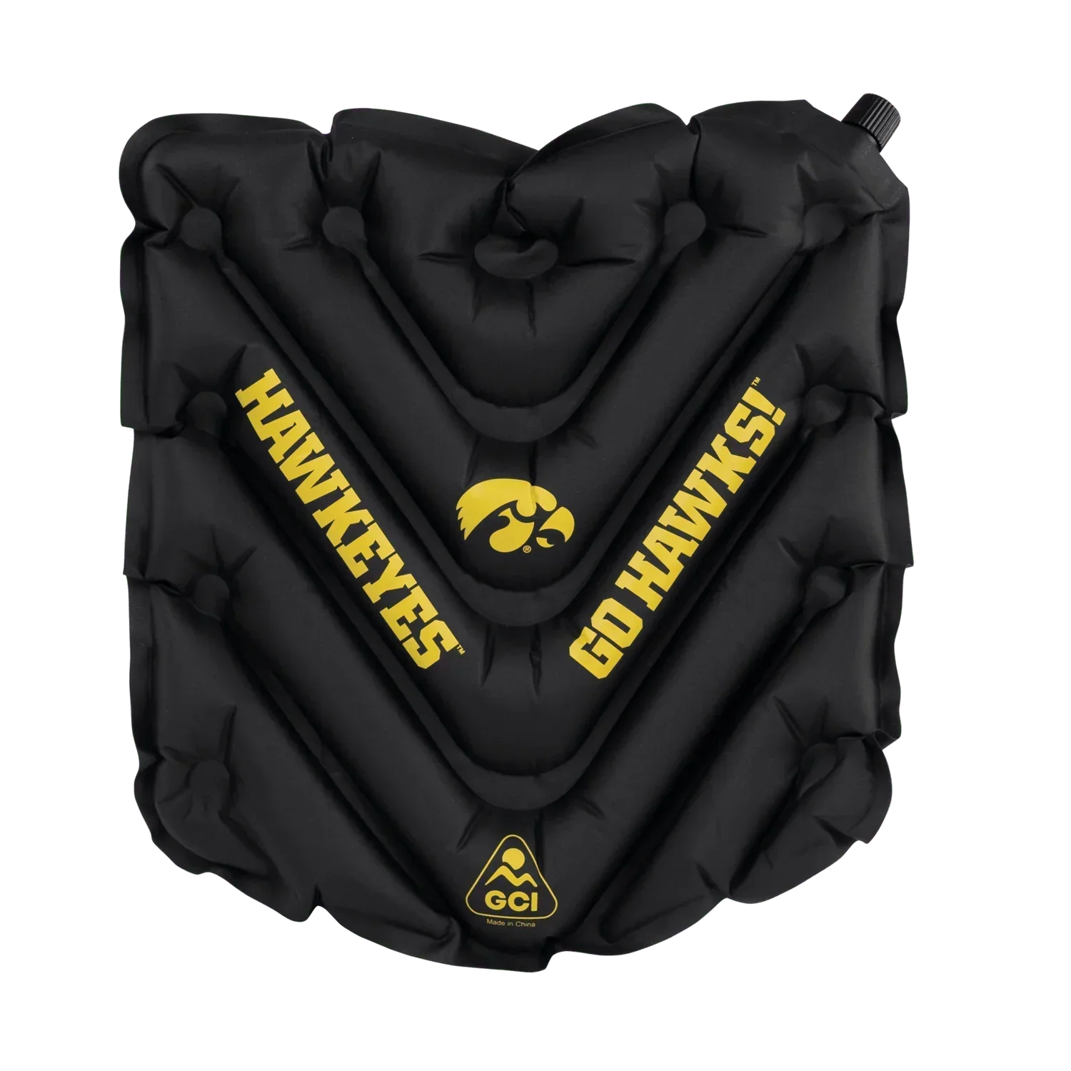 Bleacher-Friendly College V Seat Inflatable Stadium Cushion - Iowa Hawkeyes - Choice 157 - Grandstand Cushion Seat with Secure Under-Bench Hooks - Default Title