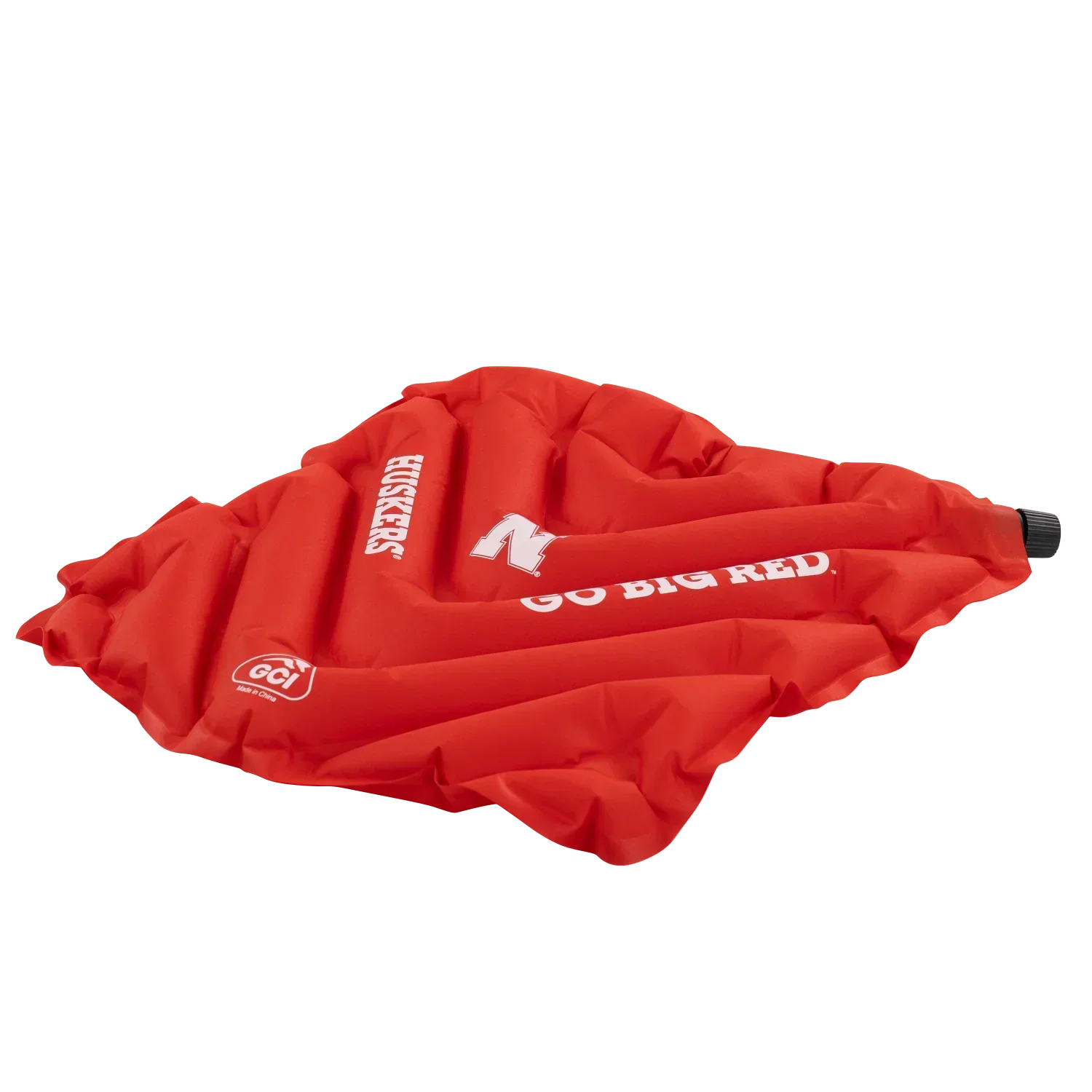 Bleacher-Friendly College V Seat Inflatable Stadium Cushion - Nebraska Cornhuskers - Choice 277 - Grandstand Cushion Seat with Secure Under-Bench Hooks Detail