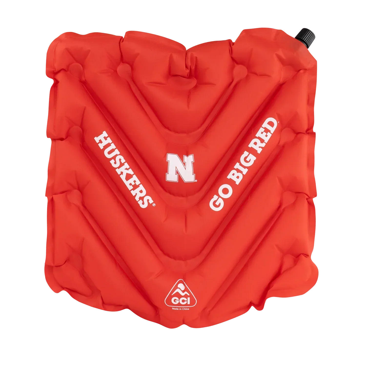 Bleacher-Friendly College V Seat Inflatable Stadium Cushion - Nebraska Cornhuskers - Choice 277 - Grandstand Cushion Seat with Secure Under-Bench Hooks - Default Title