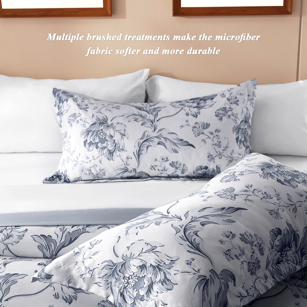 Fluffy Down Alternative Queen Comforter Sets,7-Pieces Reversible Bedding Sets,Bed in a Bag with Comforter,Flat Sheet and Fitted Sheet,Pillowc... - All-Season Down Alternative Comforter Insert Detail