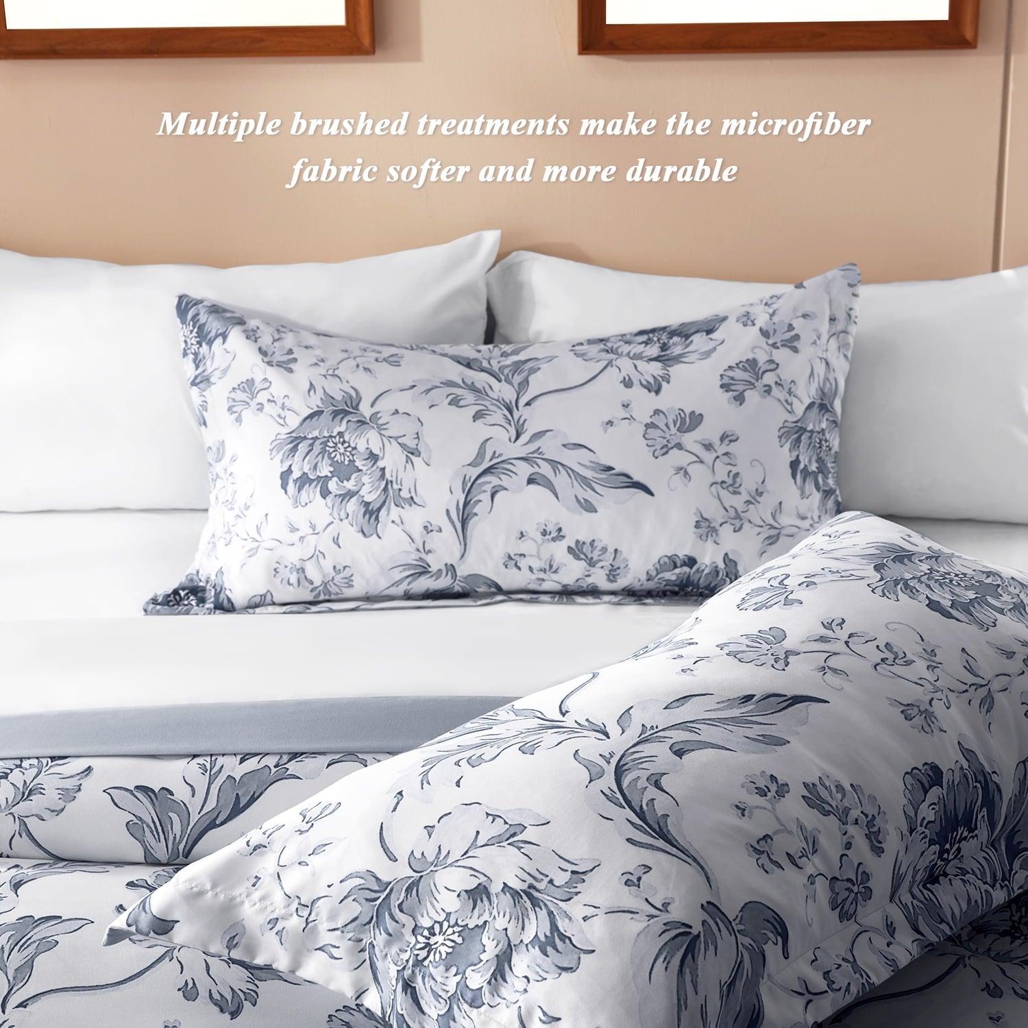 Fluffy Down Alternative Queen Comforter Sets,7-Pieces Reversible Bedding Sets,Bed in a Bag with Comforter,Flat Sheet and Fitted Sheet,Pillowc... - All-Season Down Alternative Comforter Insert Detail