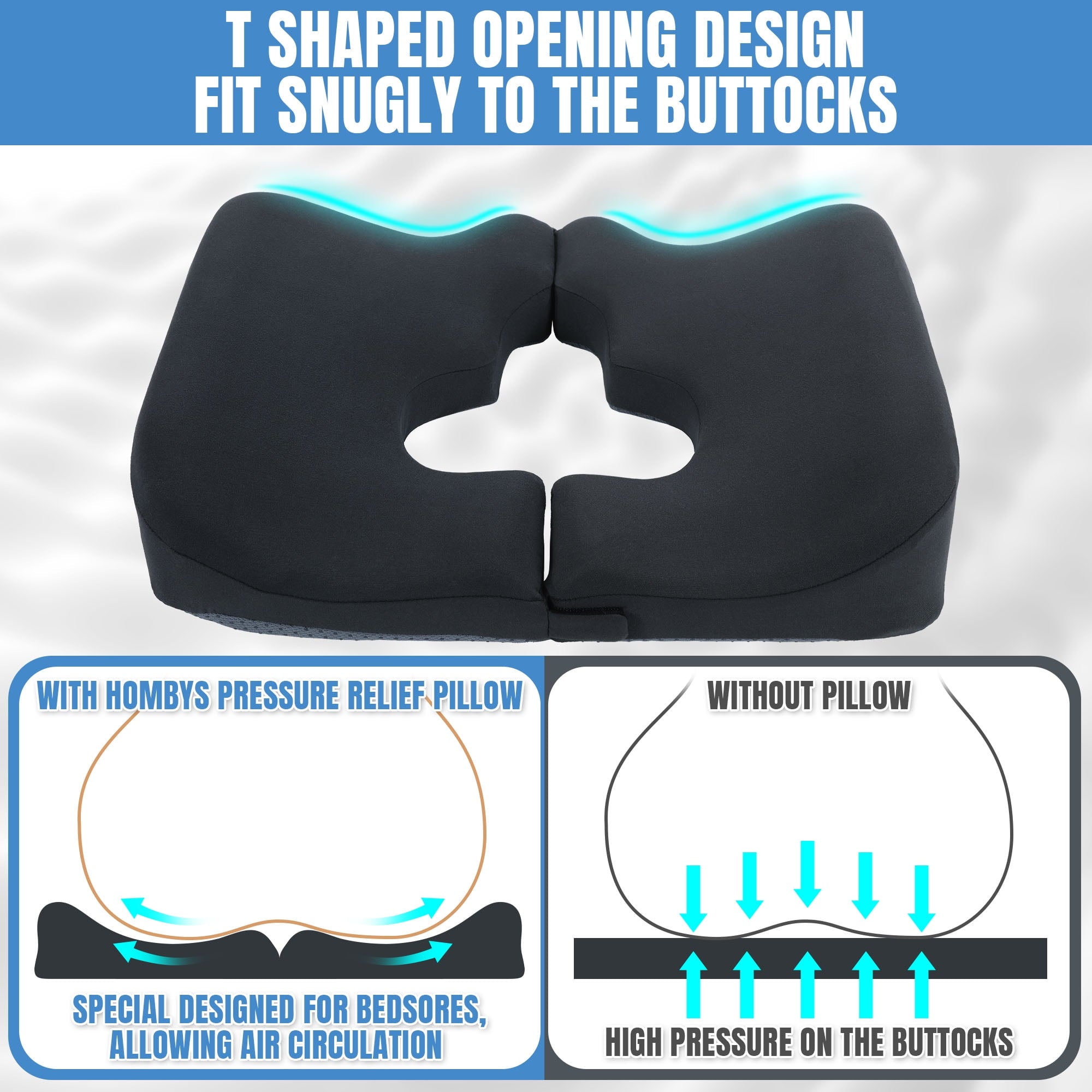 Fluffy Shredded Memory Foam Bed Sore Cushions for Butt, Bedsore Pressure Relief Pillow for Sleeping and Sitting,Cushion for Bed Sores... - Orthopedic Shredded Foam Bed Pillow Set Detail