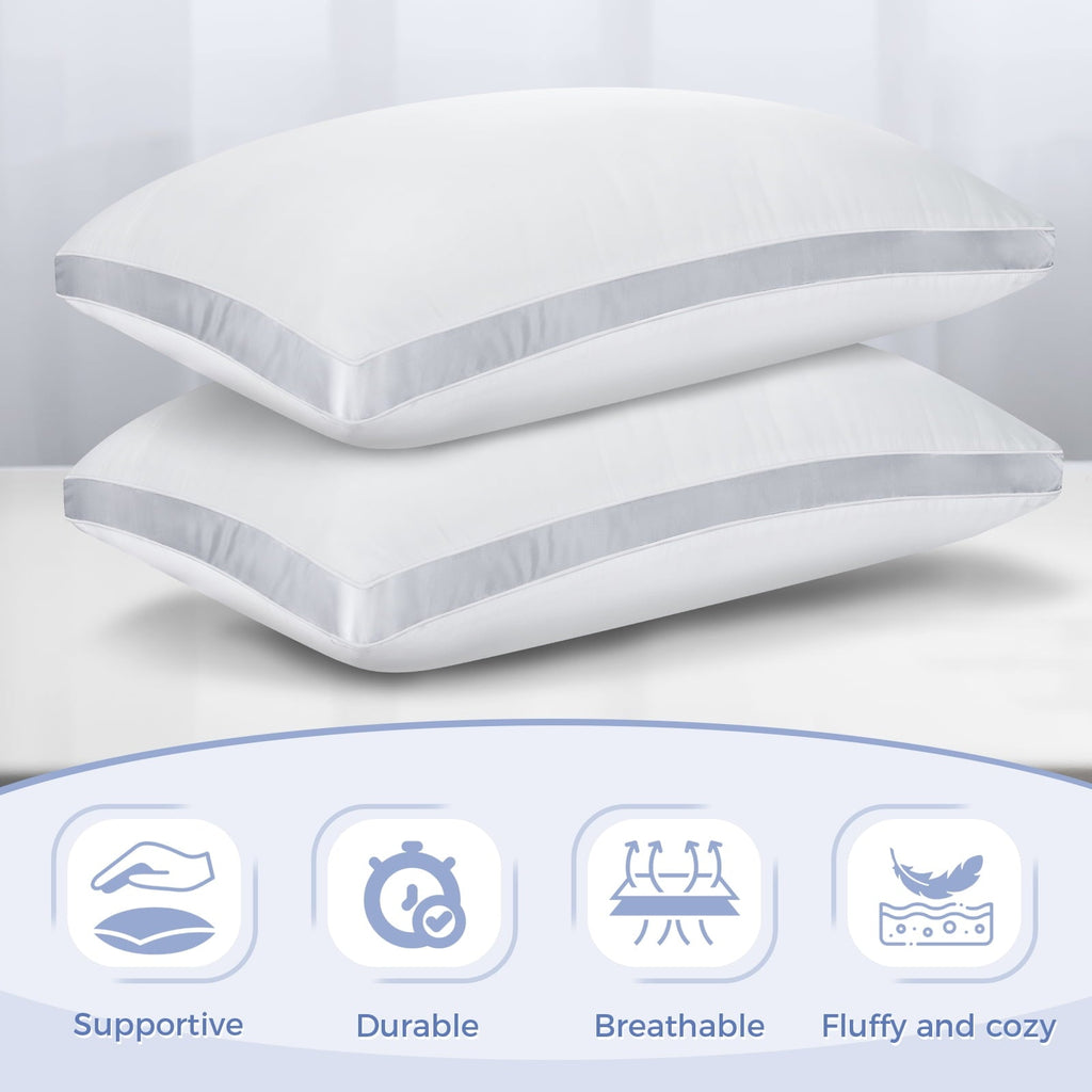 Ergonomic Memory Foam Bed Pillows King Size Set of 2, Luxury Hotel Quality,Fluffy and Supportive Gusseted Bed Pillows for Side, Back, or St... - Ergonomic Memory Foam Pillow for Neck Pain Support Detail