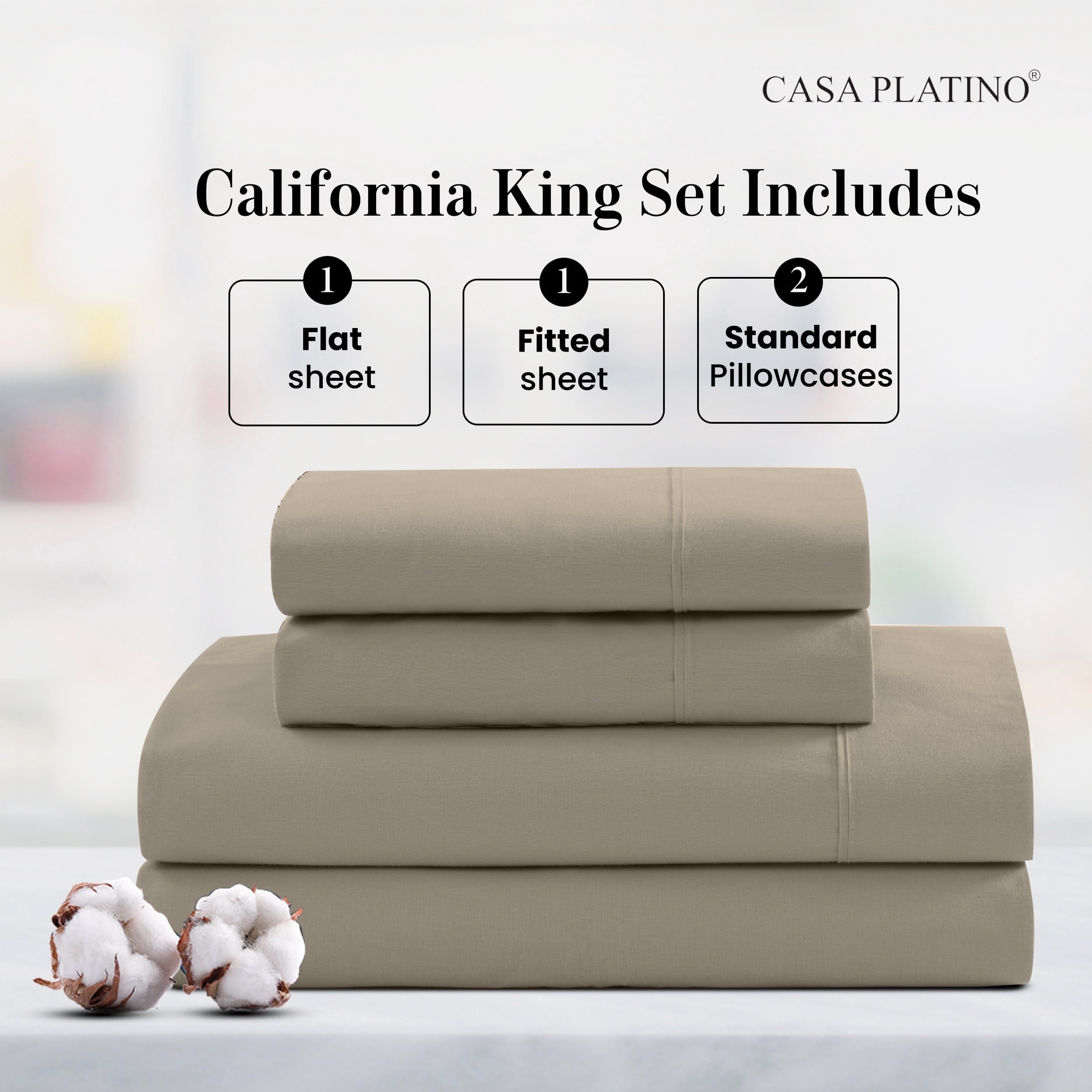 Premium Egyptian Cotton 100% Cotton Sheets Set – 4 Piece Cal King Bed Sheet, Soft & Comfy All Season Breathable Percale Weave, 15” Snug Fit D... - Premium Ultra-Soft Pillowcase Pair for Sleeping Detail
